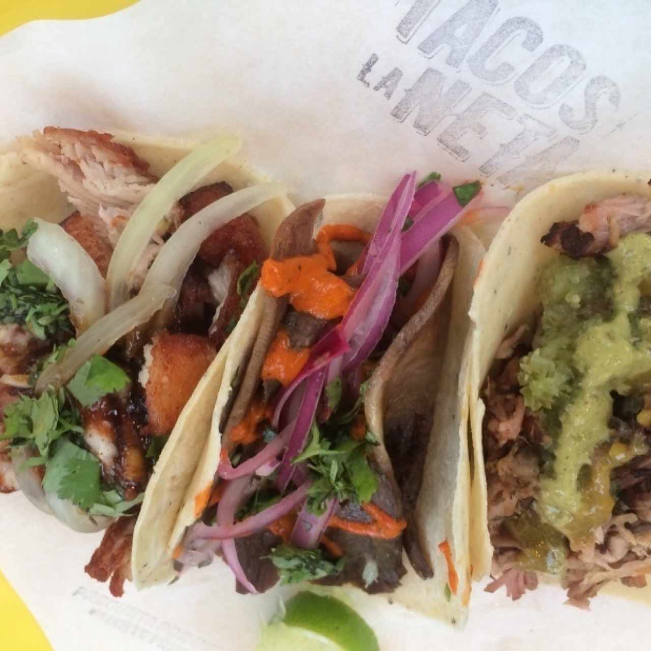 tacos de panza, lengua y cerdo