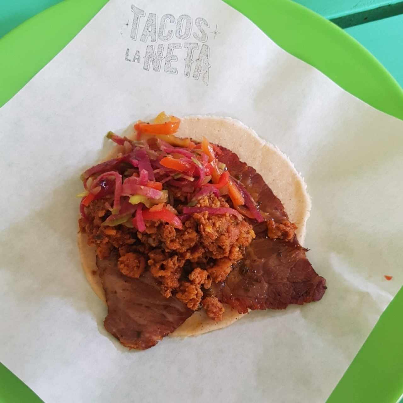 taco campechano (Bistek y Chorizo)