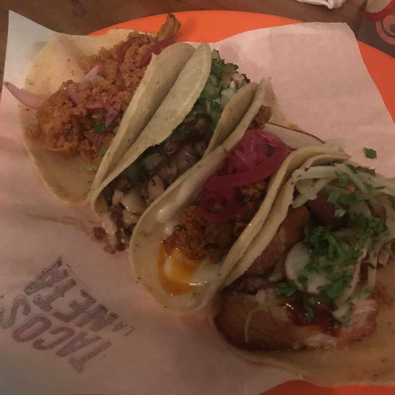 Tacos de Chorizo, Pork Belly, Cochinillo y Cochinita Pibil