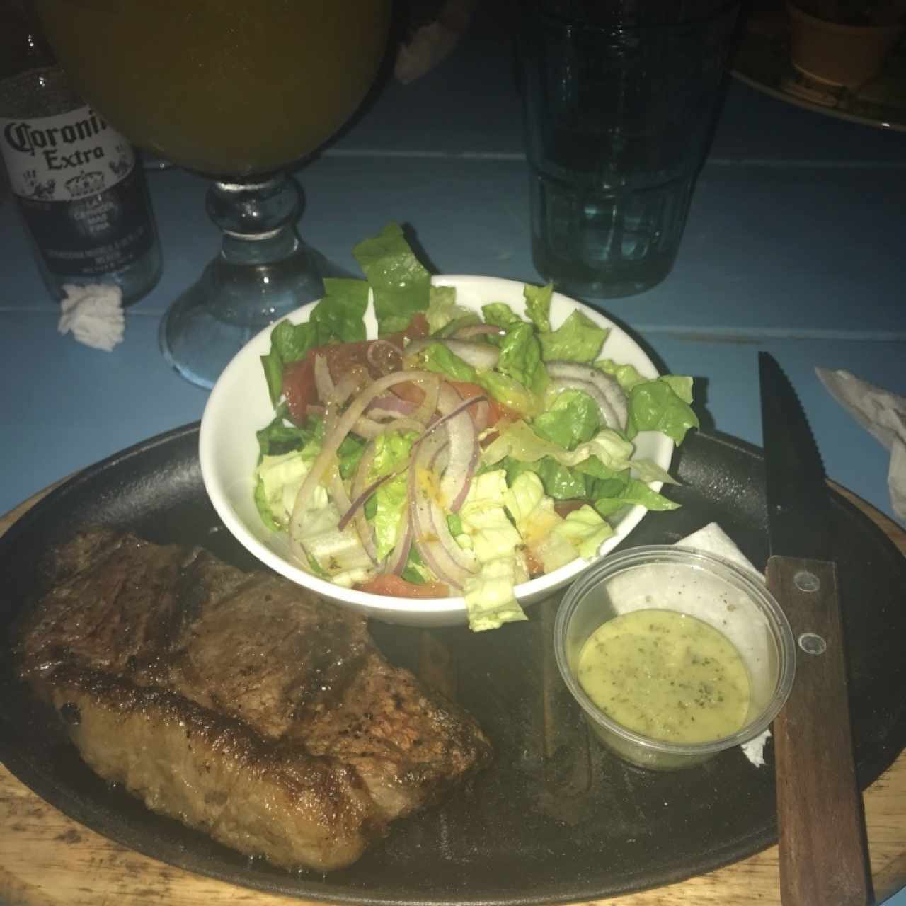 new york steak con ensalada 