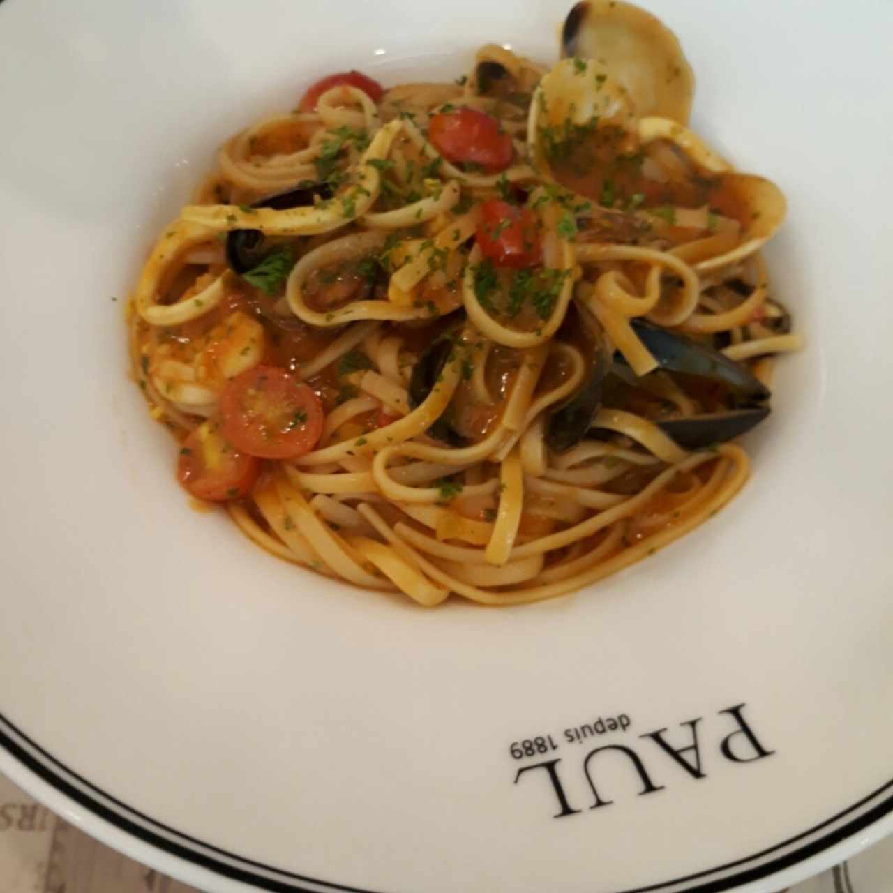 Linguini con mariscos