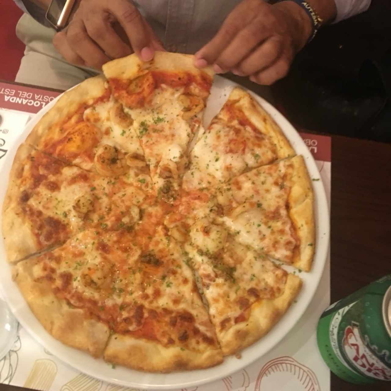 pizza de camarones