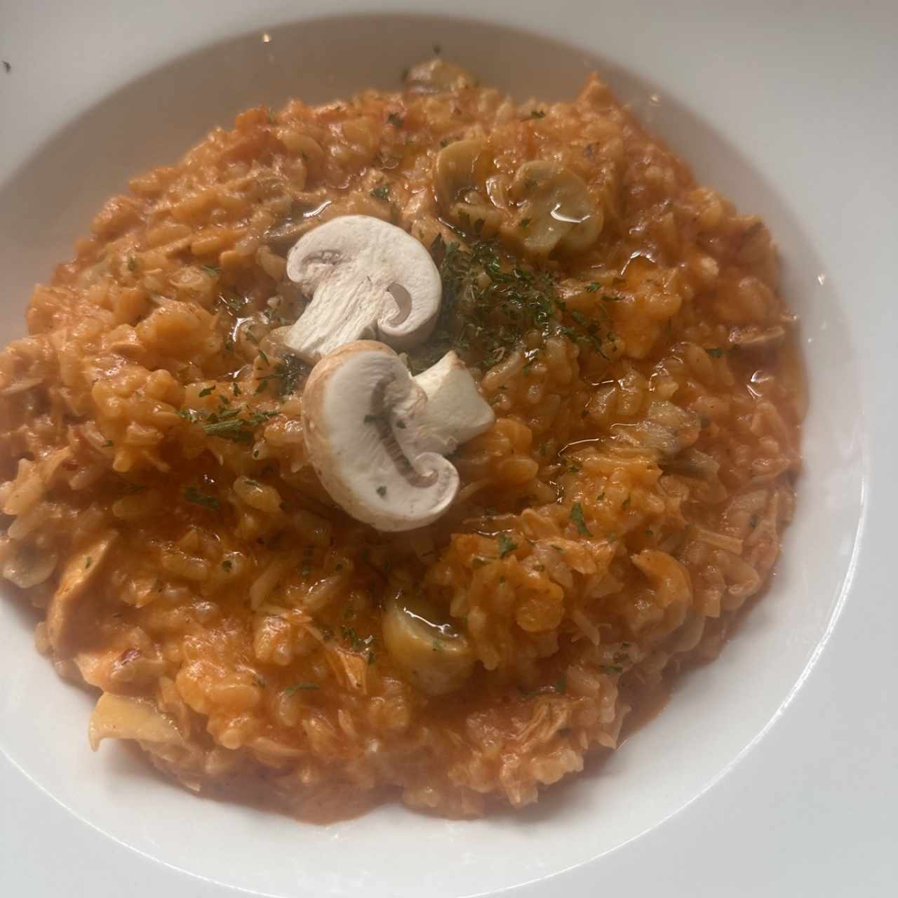 Risotto de salmón y hongos 