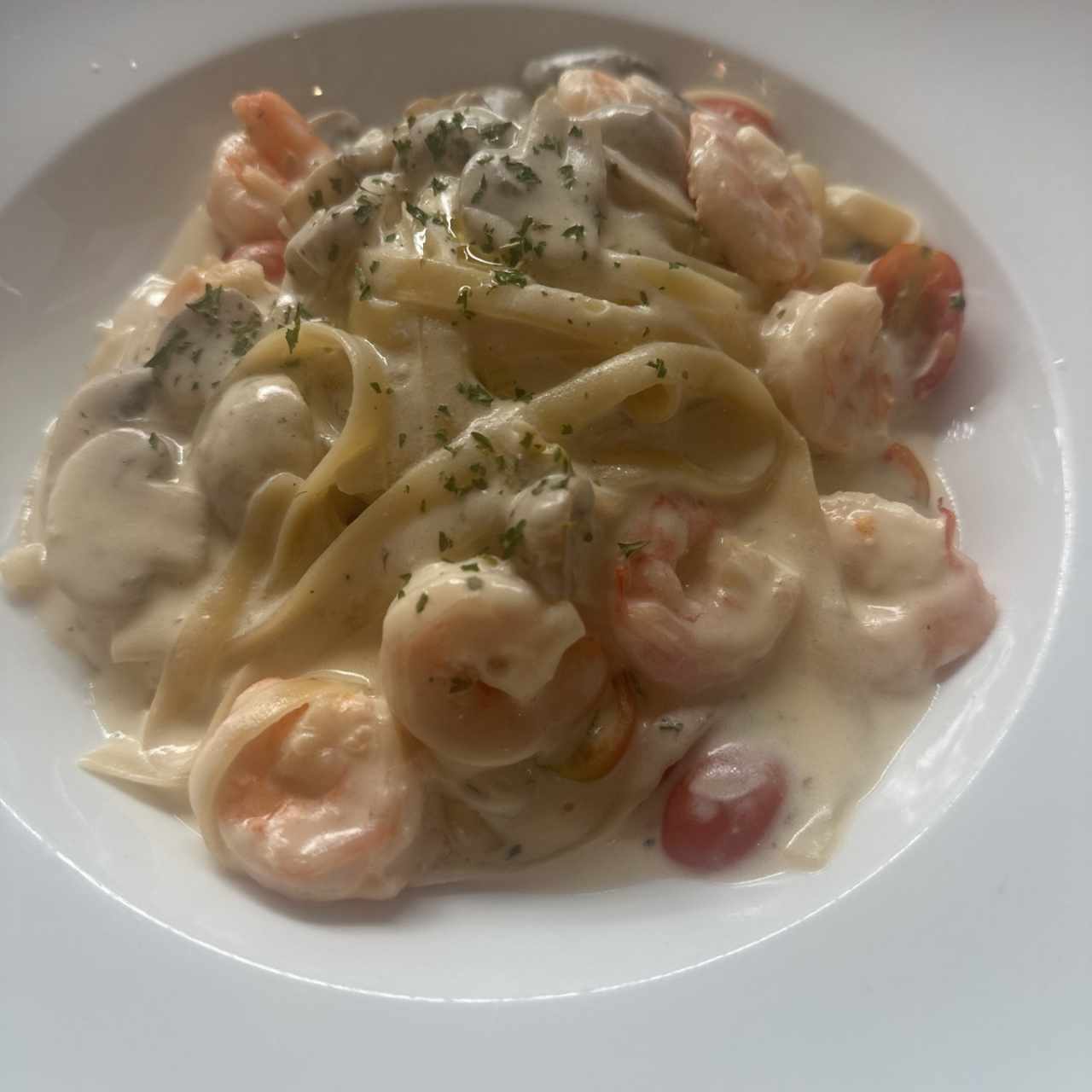 Fettuccine Gamberi e Porcini