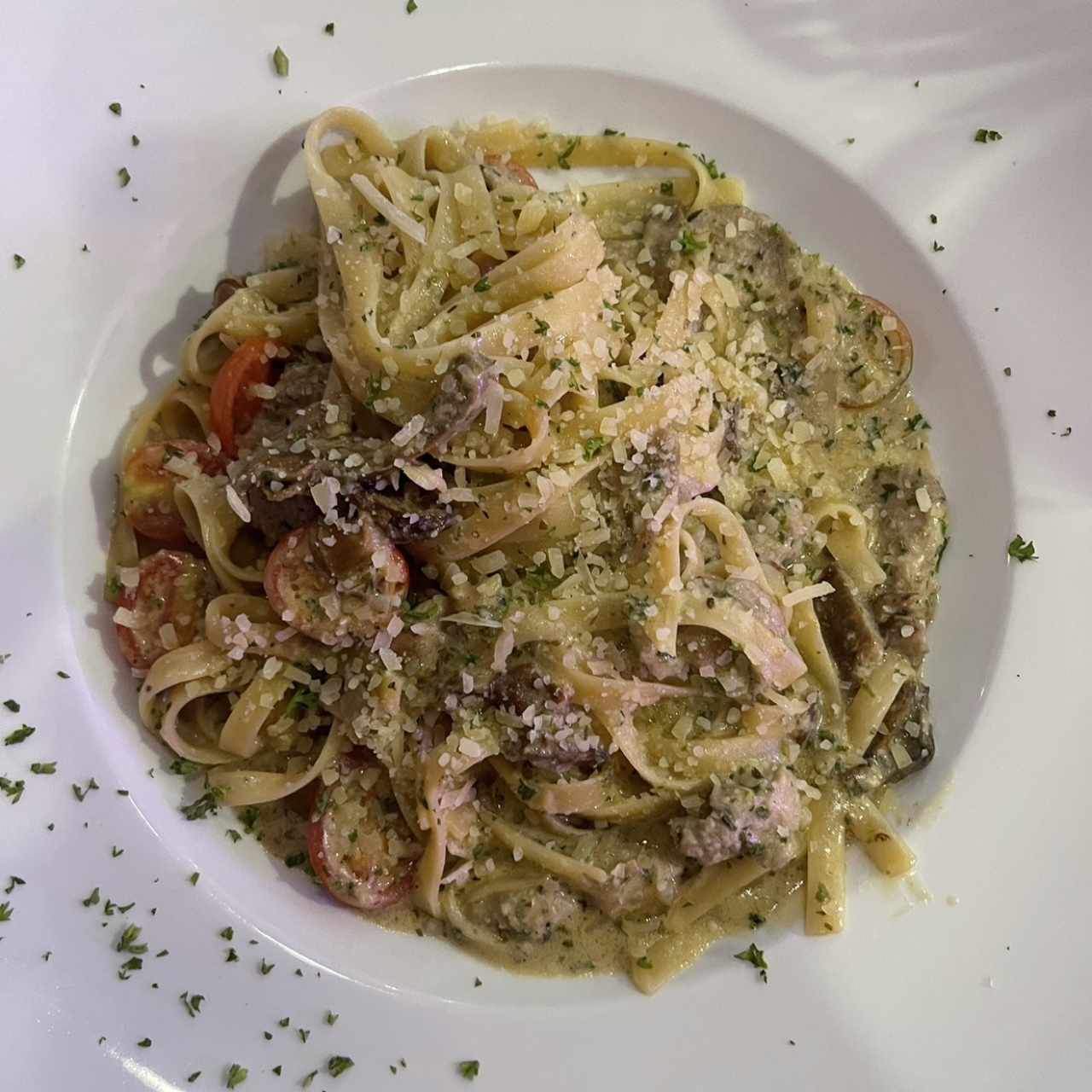 Fettuccine Salciccia e Porcini