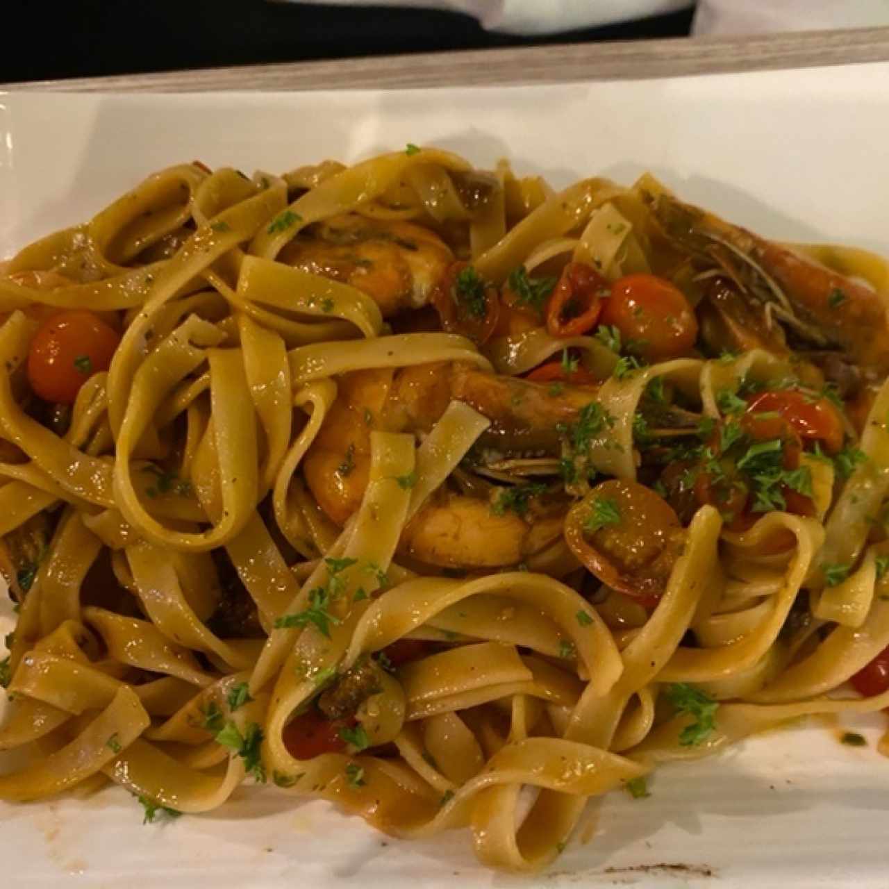 Fetuccini con camarones