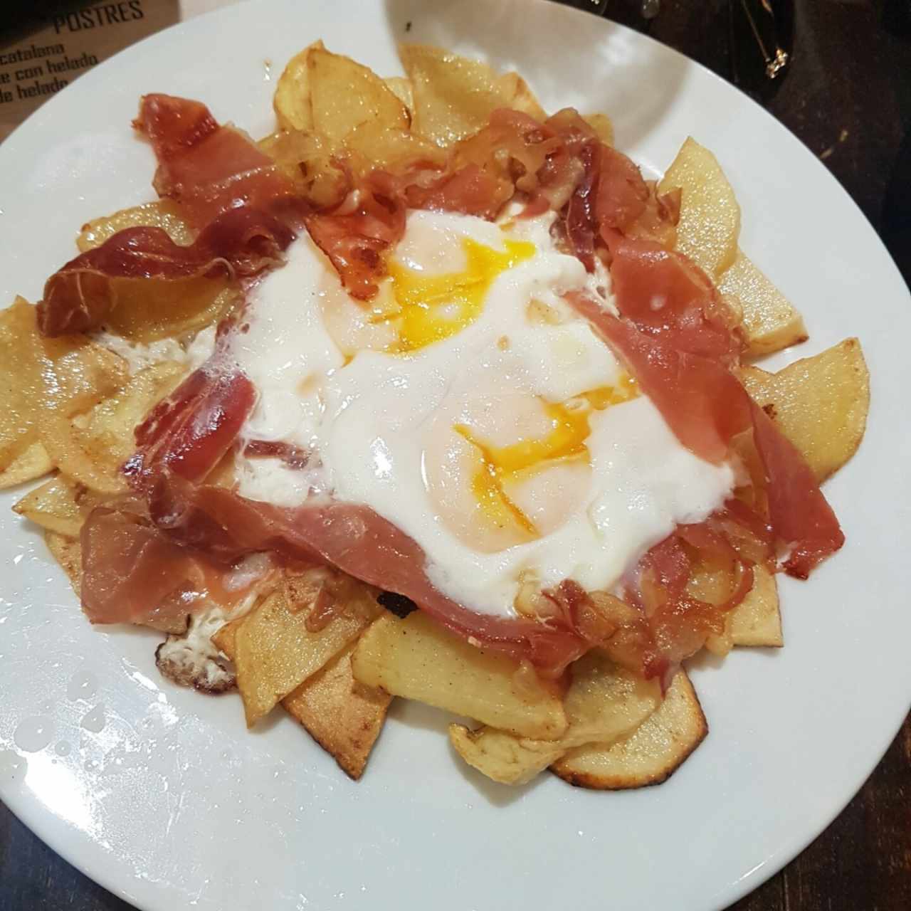 huevos estrellados con jamón