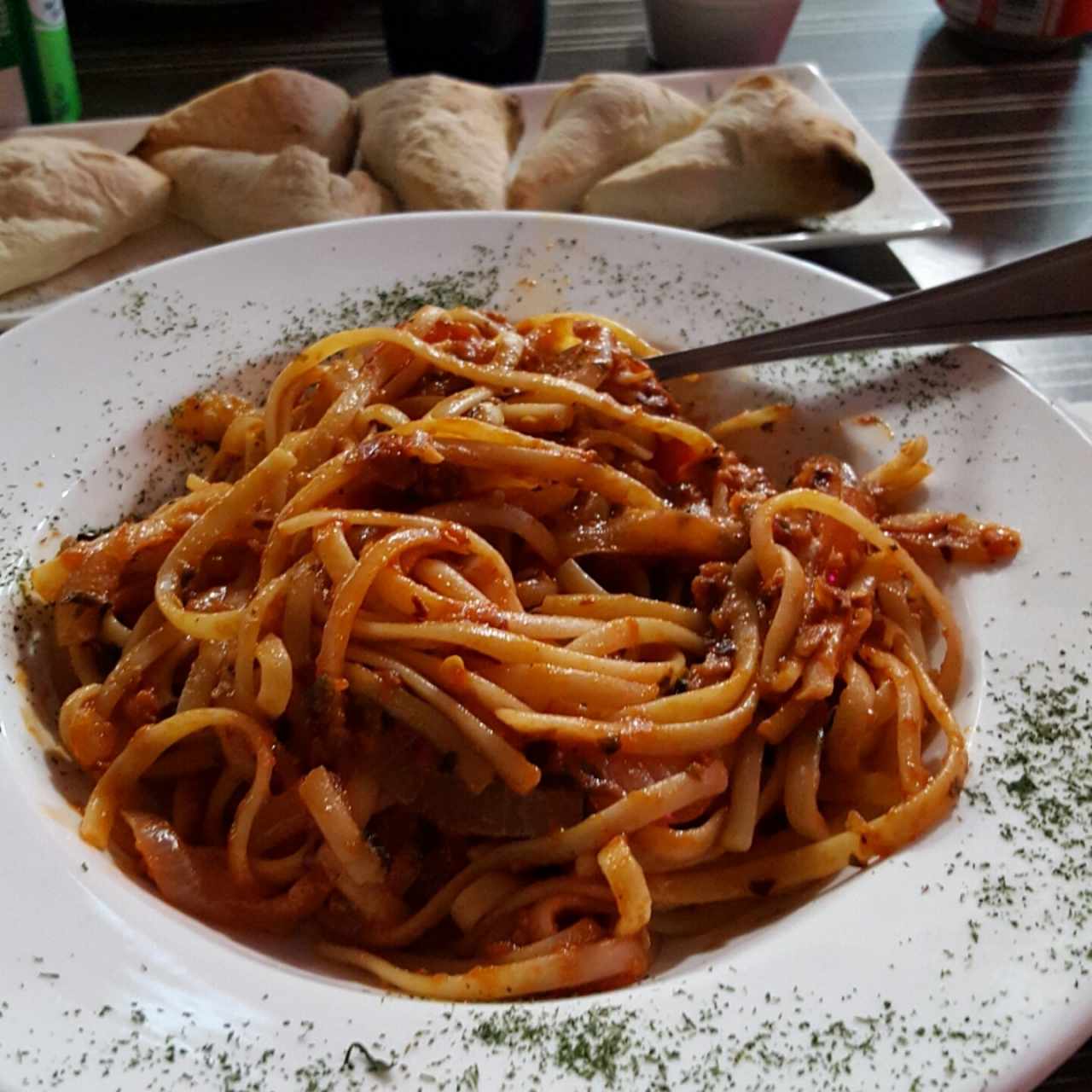 Pasta en salsa arrabiata 