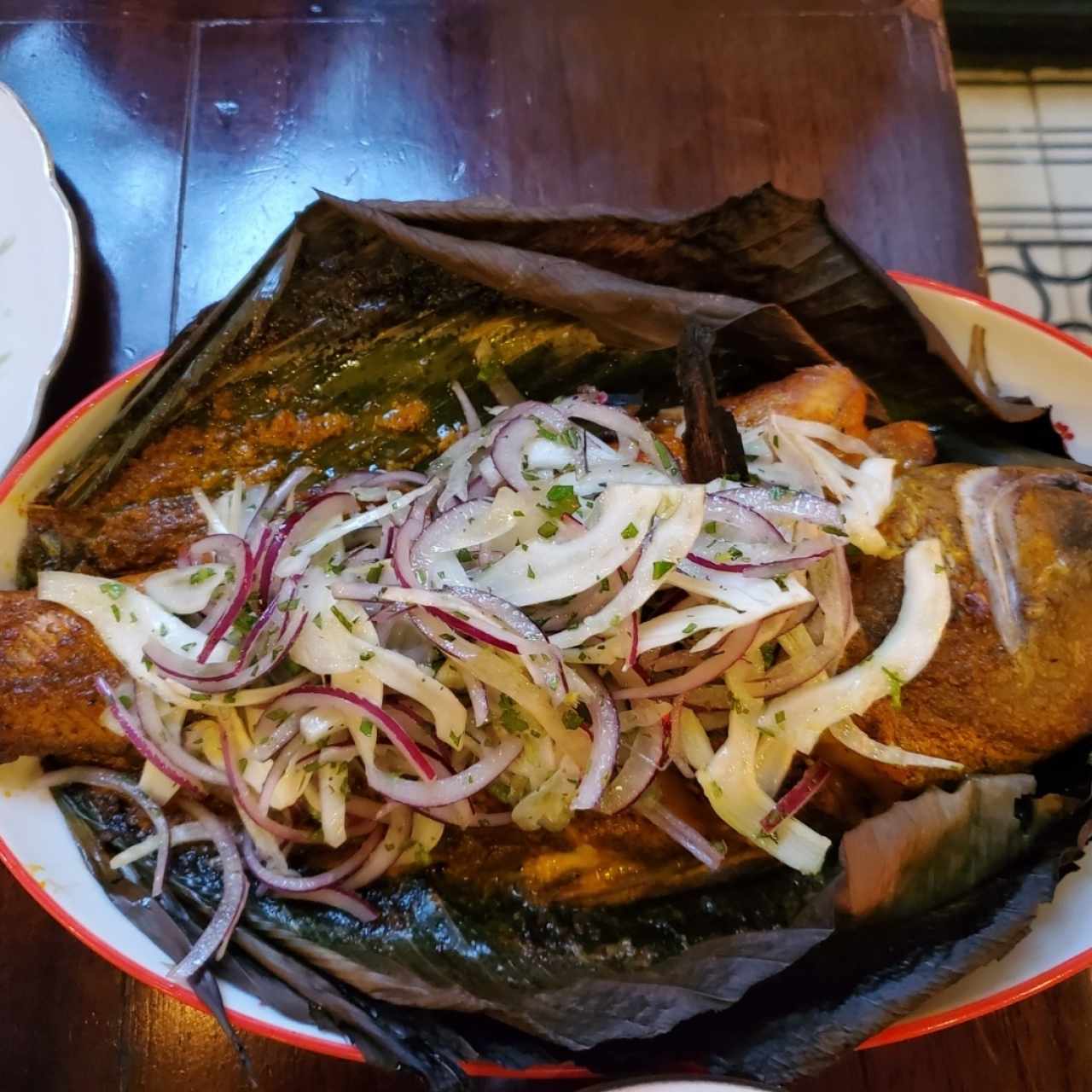 Pescado del dia en este caso Mero al fogon.  muy Caro este Plato $35