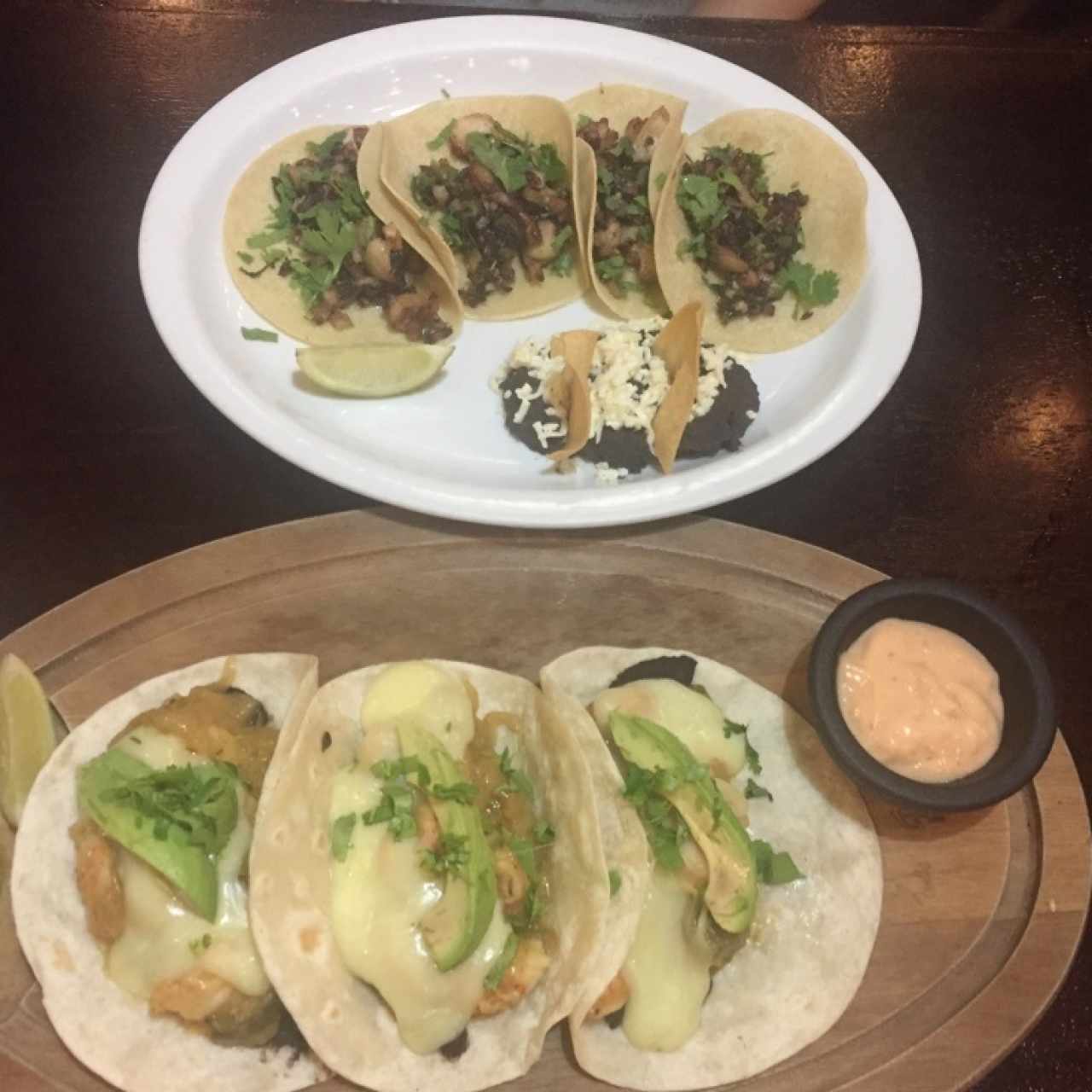 Tacos de pulpo y Tacos de langostinos