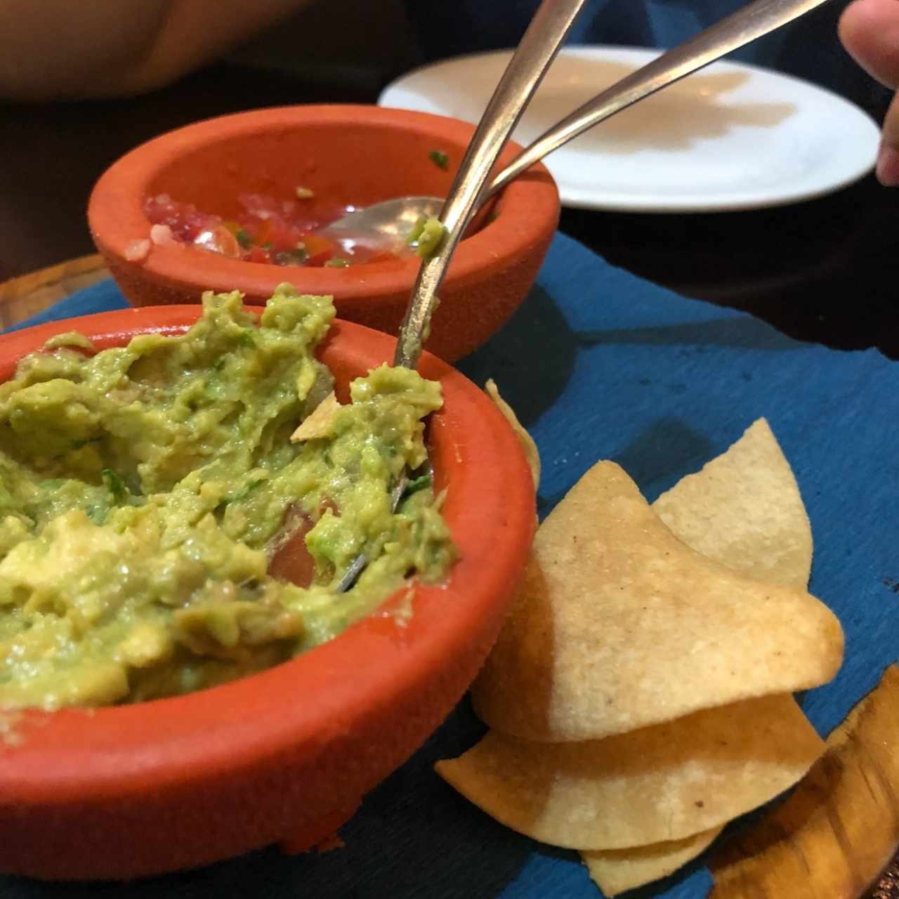 totopos con salsa y guacamole