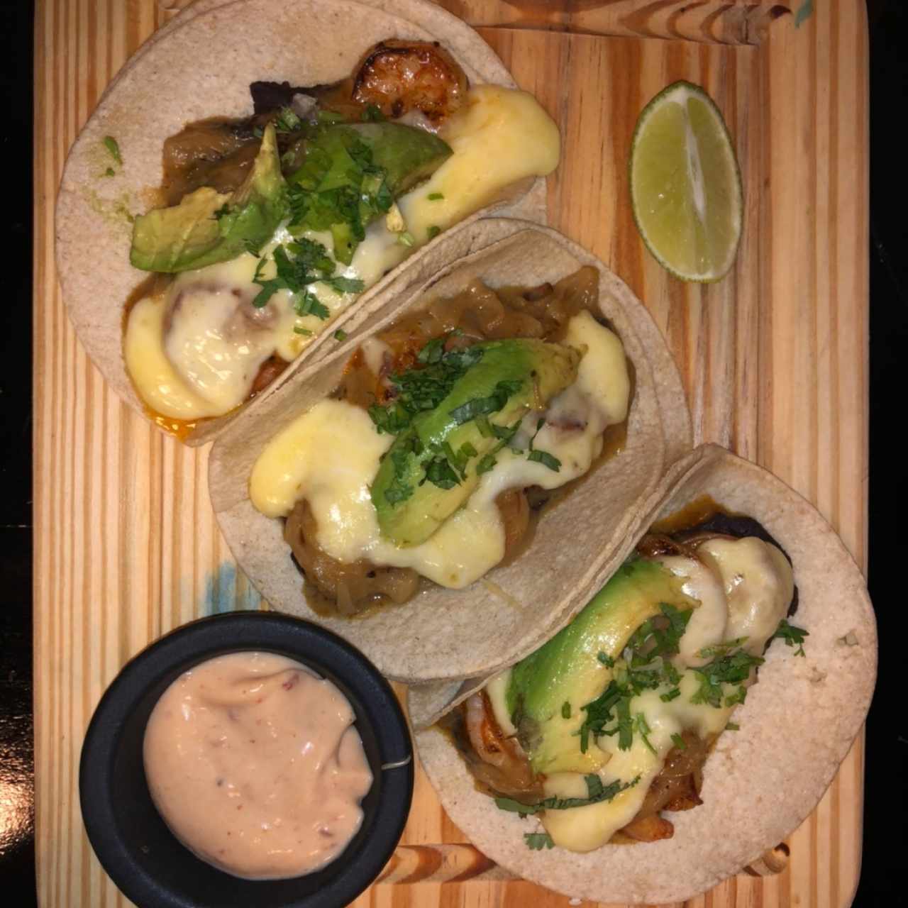 Tacos “Langostinos Gobernador”.