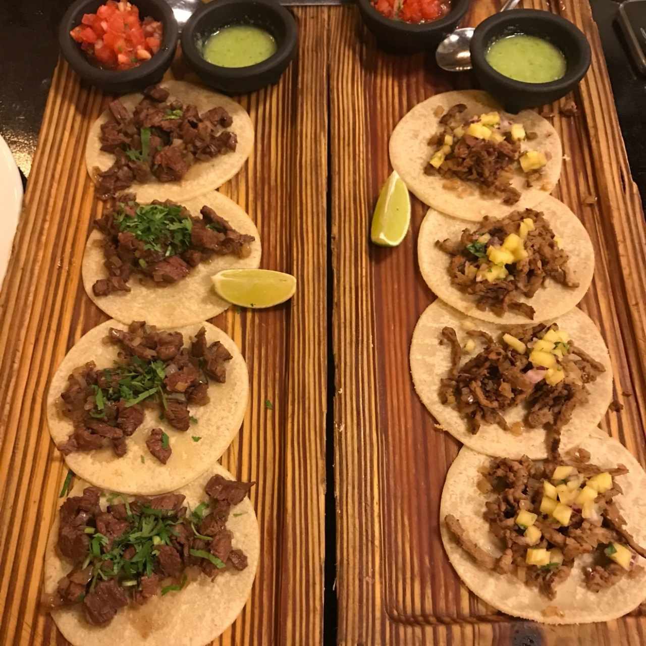 tacos al pastor y tacos de arrachera