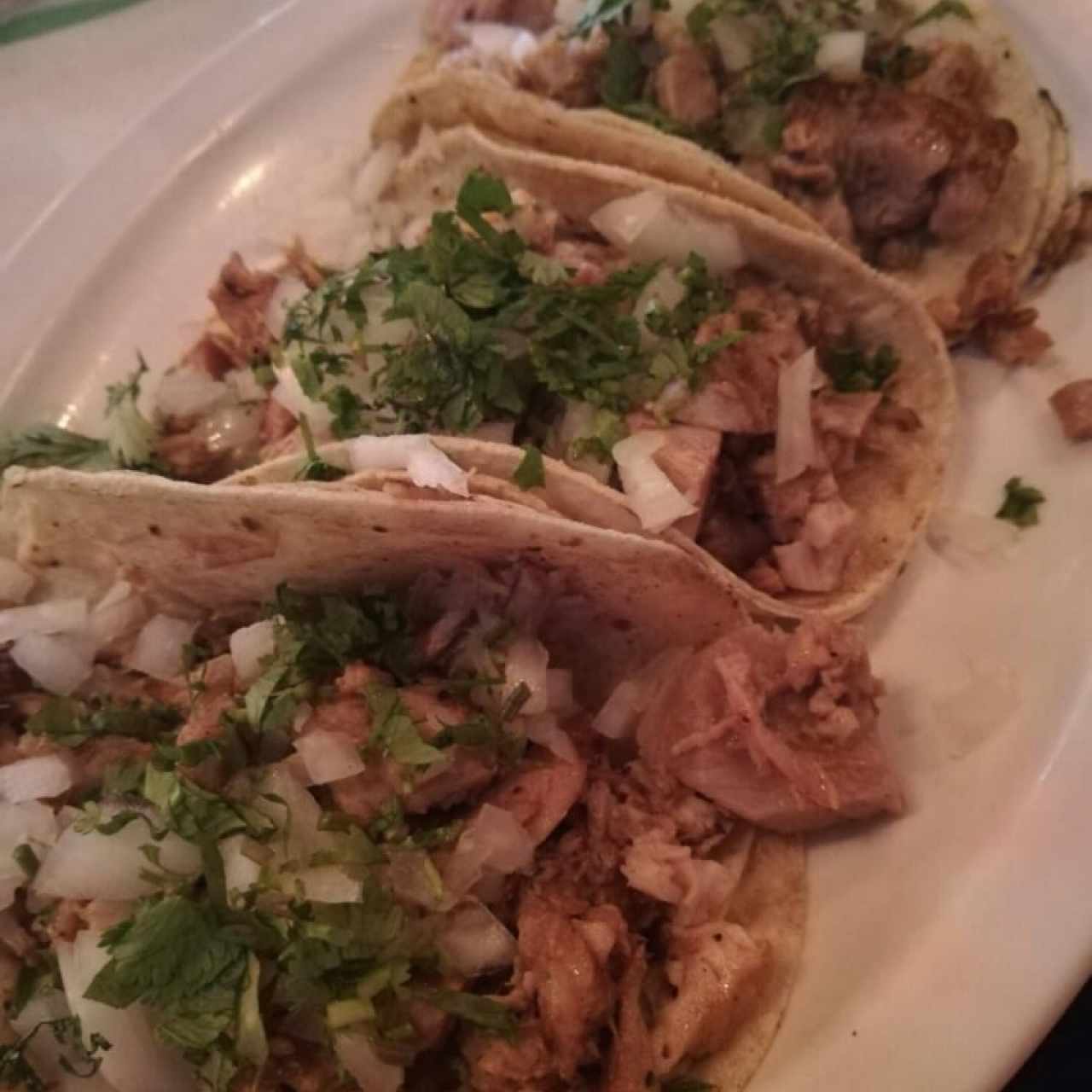 Taco carnita, taco suadero y taco al Pastor