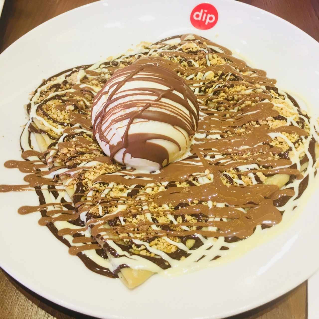 Crunchy triple chocolate crepe