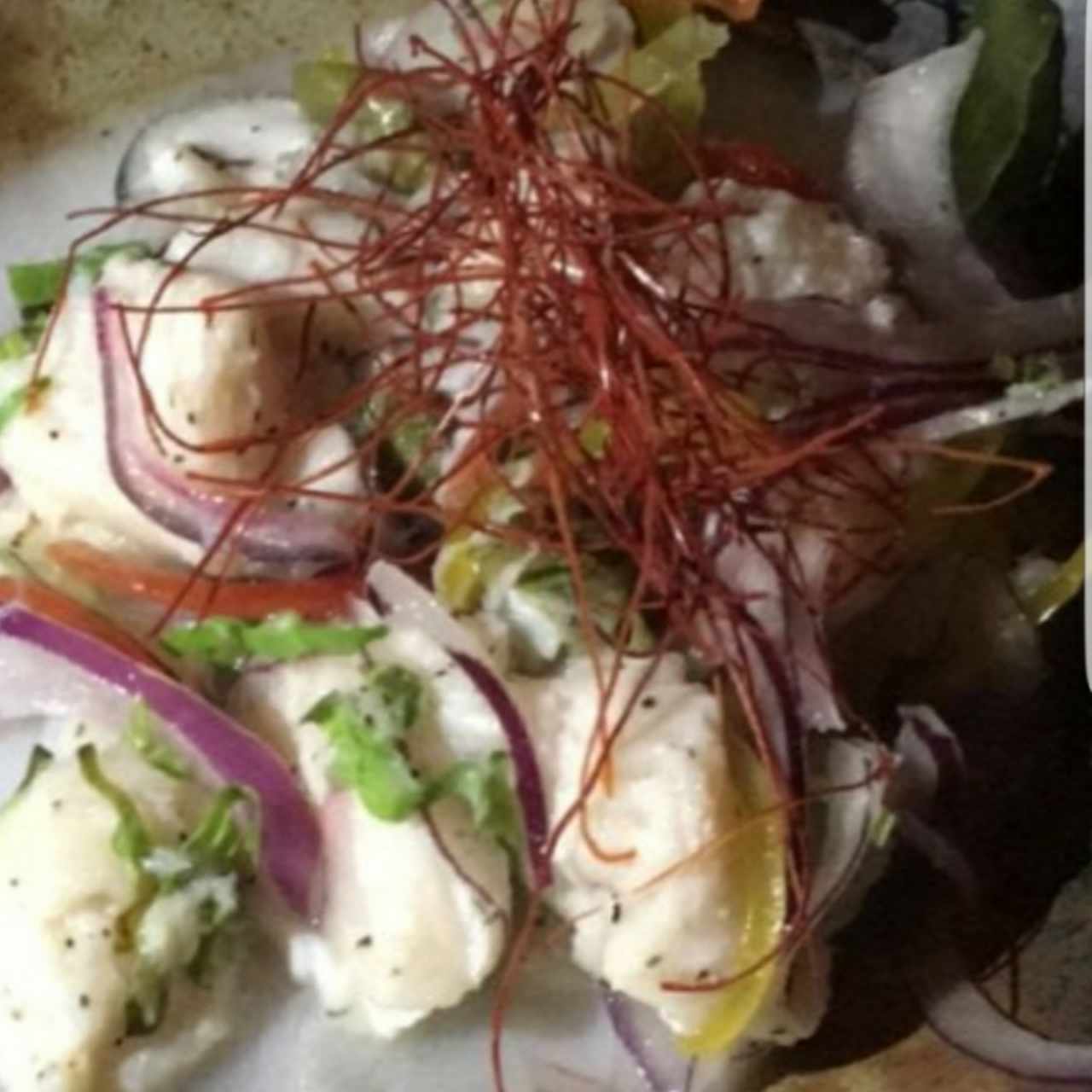 ceviche de Corvina y pixvae