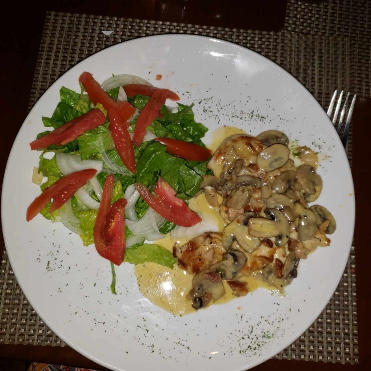 Filete de pollo a la boscaiola