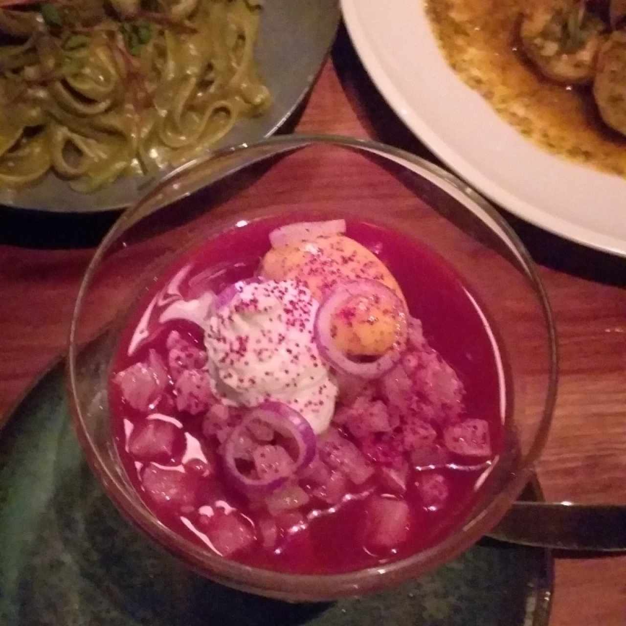 Ceviche, tomate de árbol, maracuyá y coco 