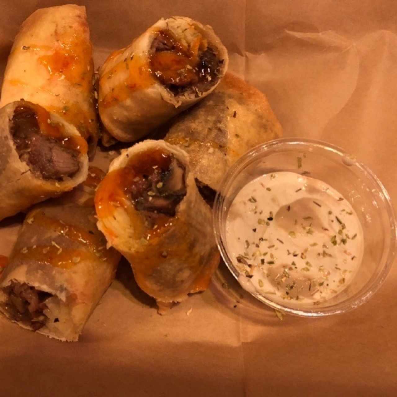 lumpias de res con champiñones