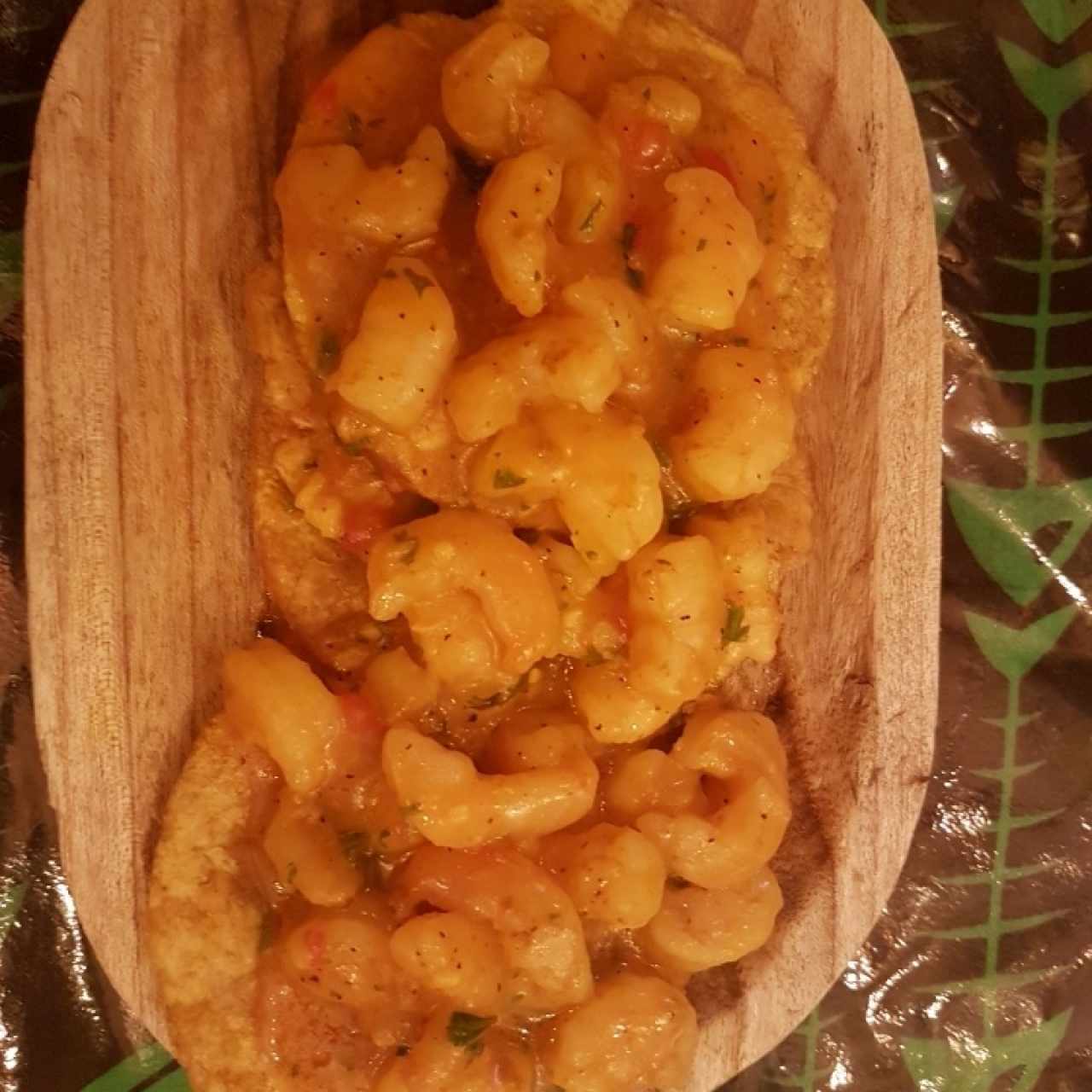 Patacones con camarón