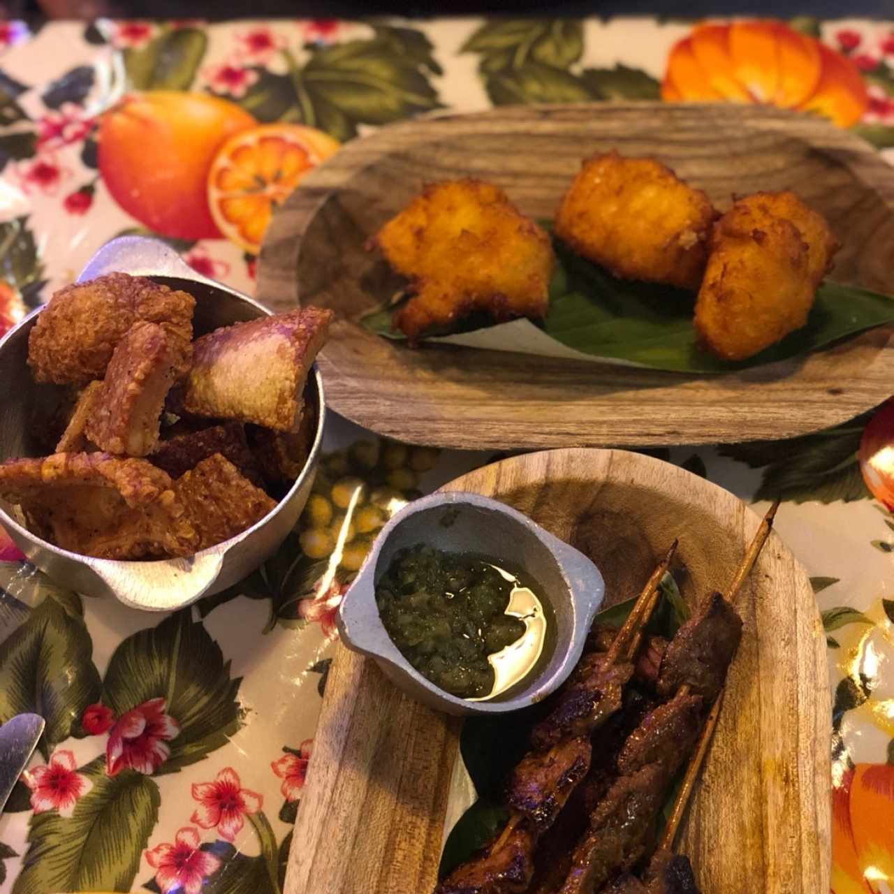 Torrejita de Maiz nuevo, Chicarron y Carne en palito