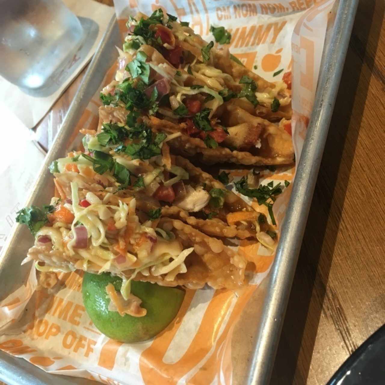 wanton chicken tacos