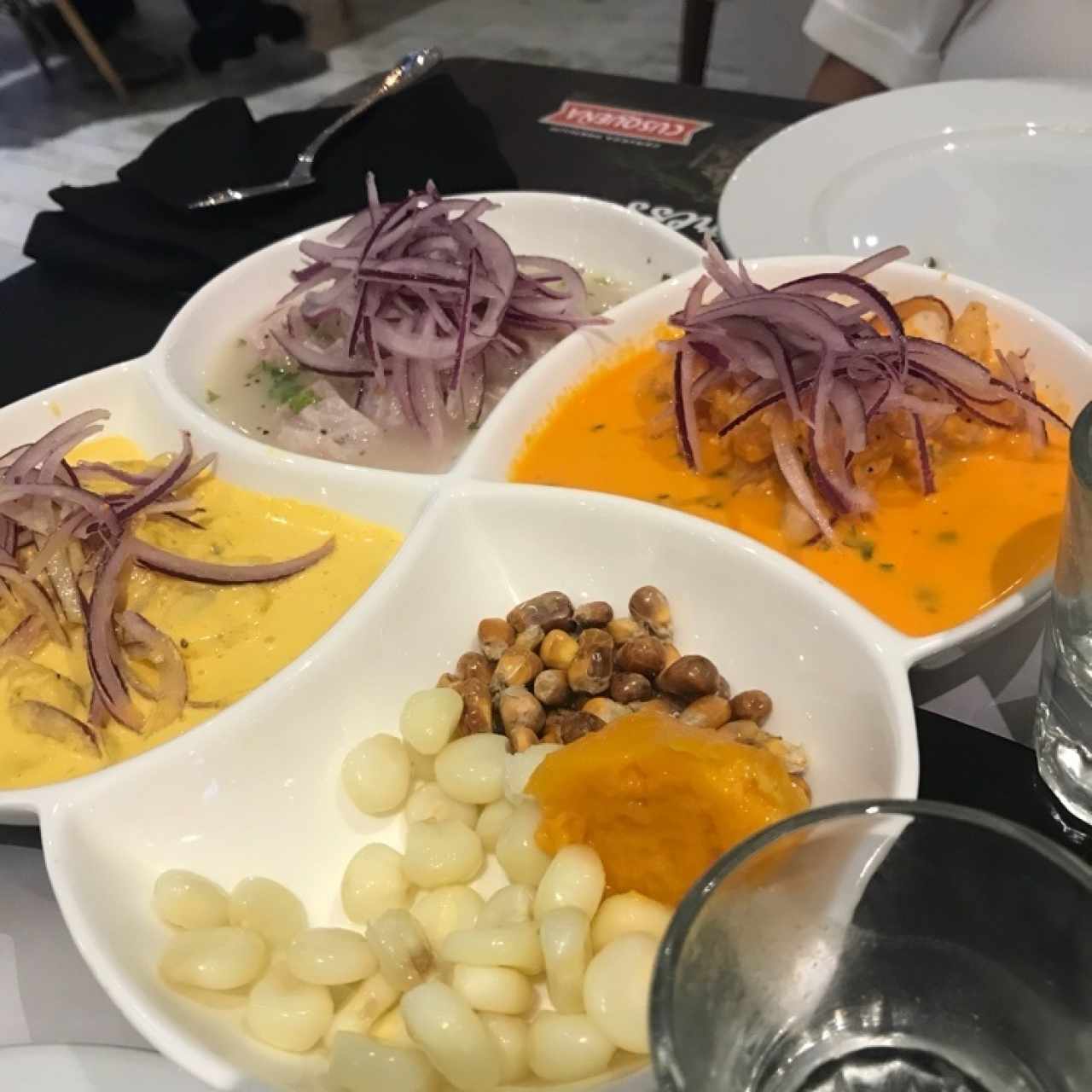 trio de ceviches con lenguado