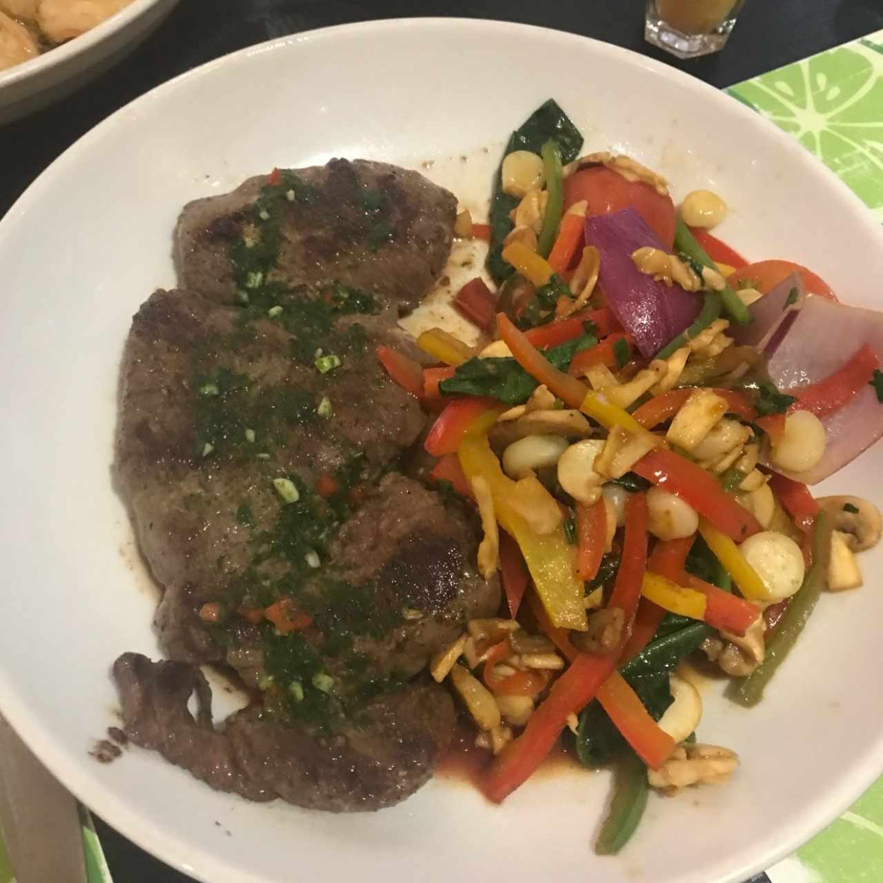 churrasco con vegetales 