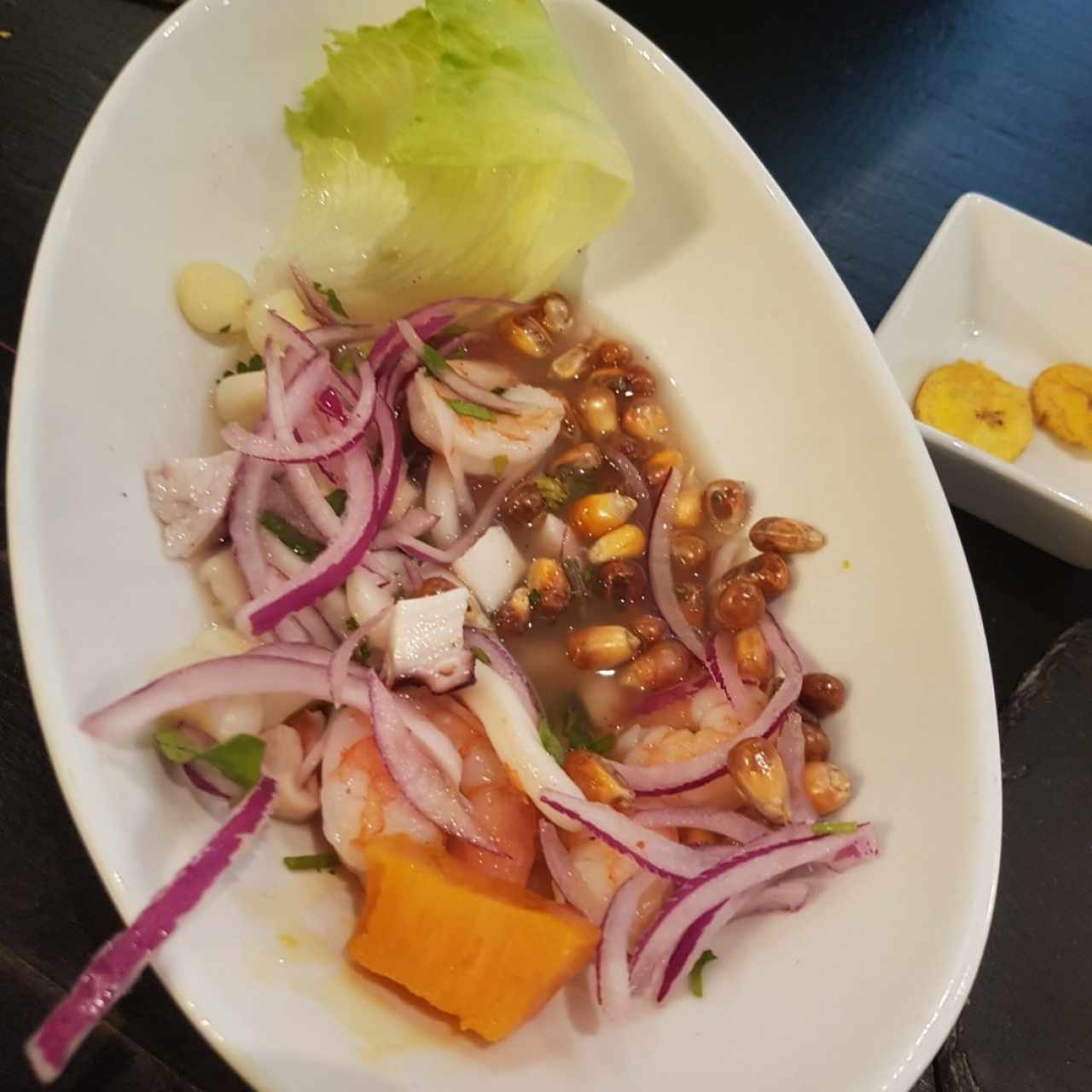 Ceviche de Mariscos (olvide la foto recien llego) buena porción para compartir