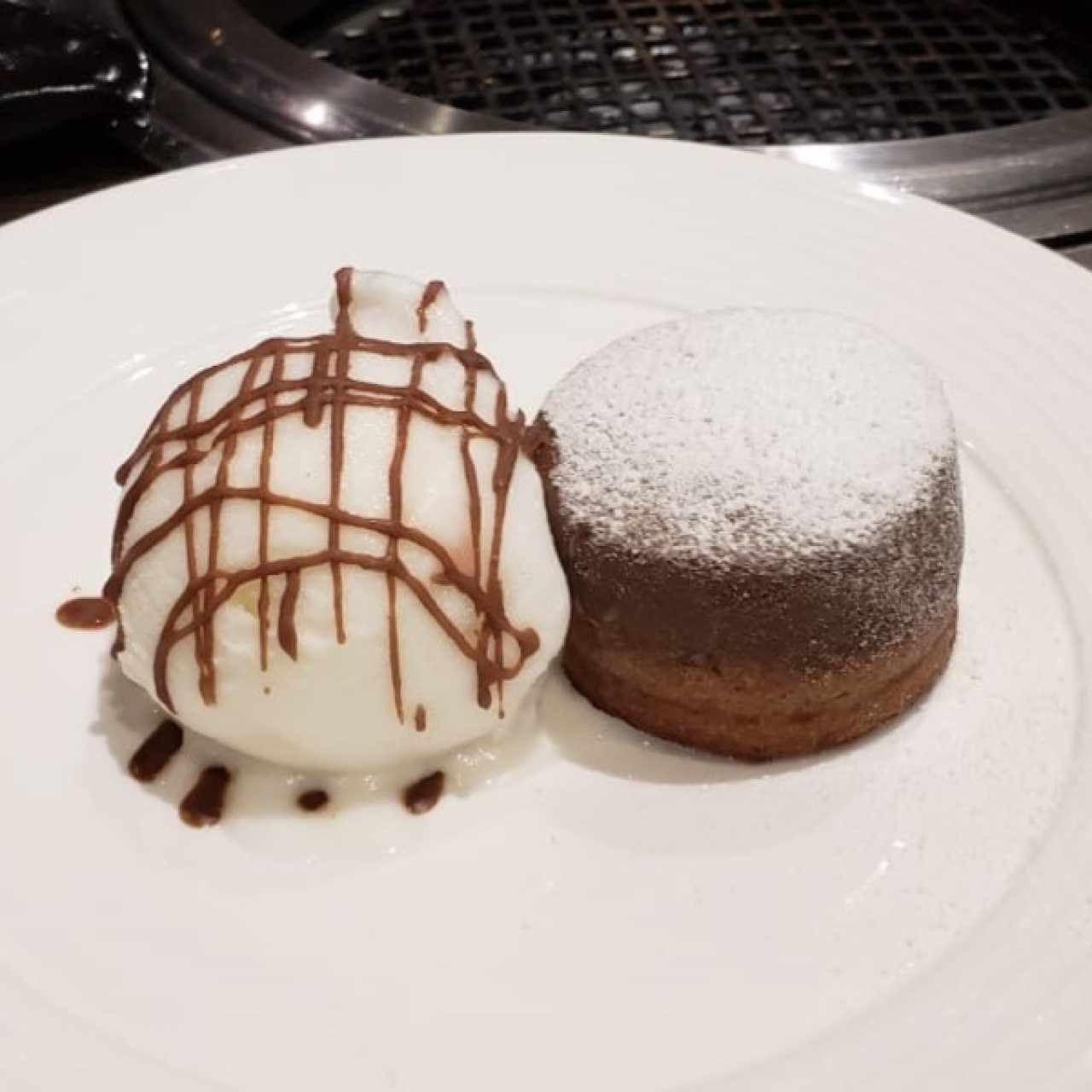 CHOCOLATE LAVA CAKE WITH GREEN TEA ICE CREAM