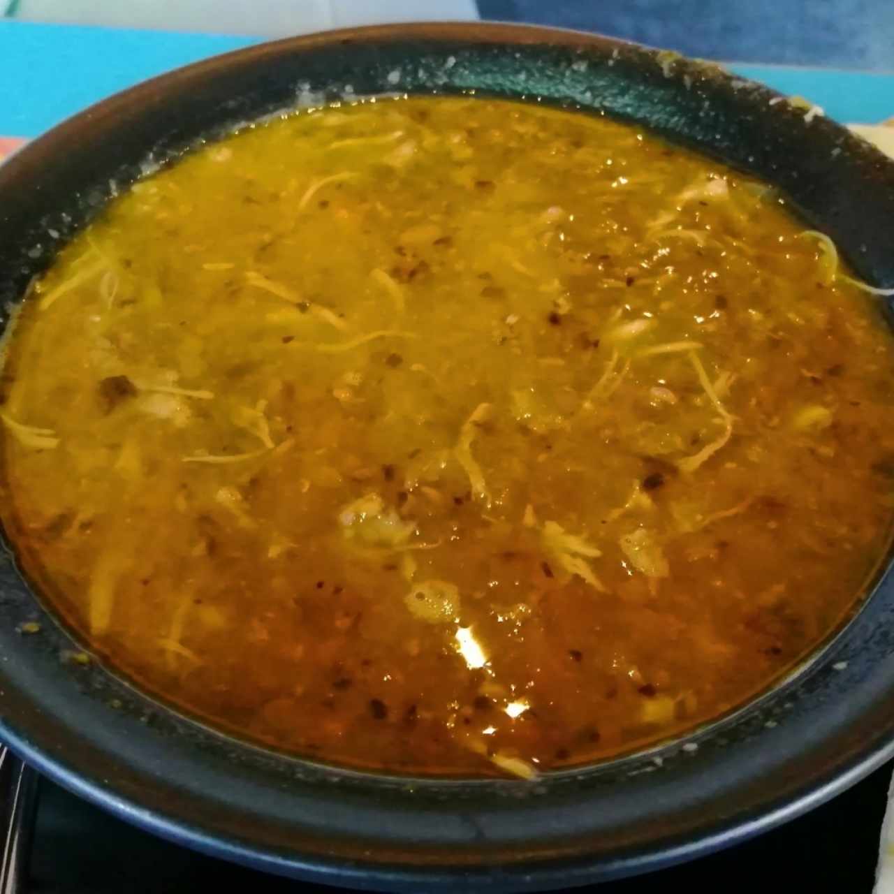 Sopa de lentejas con pollo