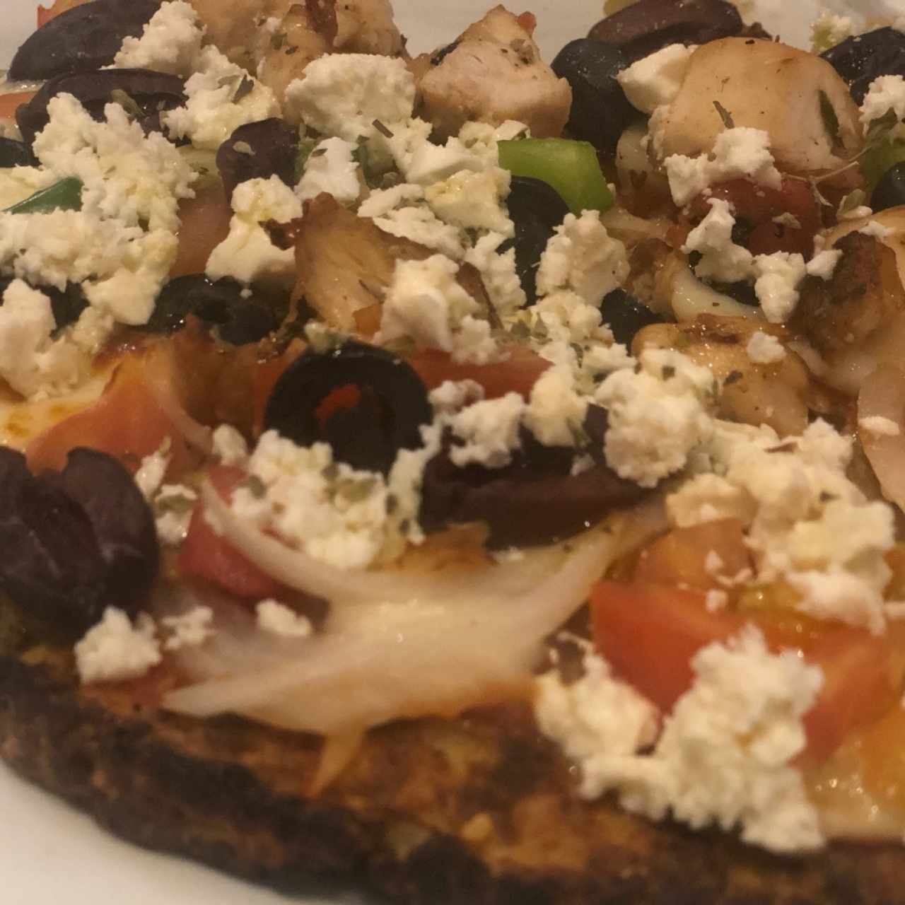 Pizza de masa de colifror , Griega