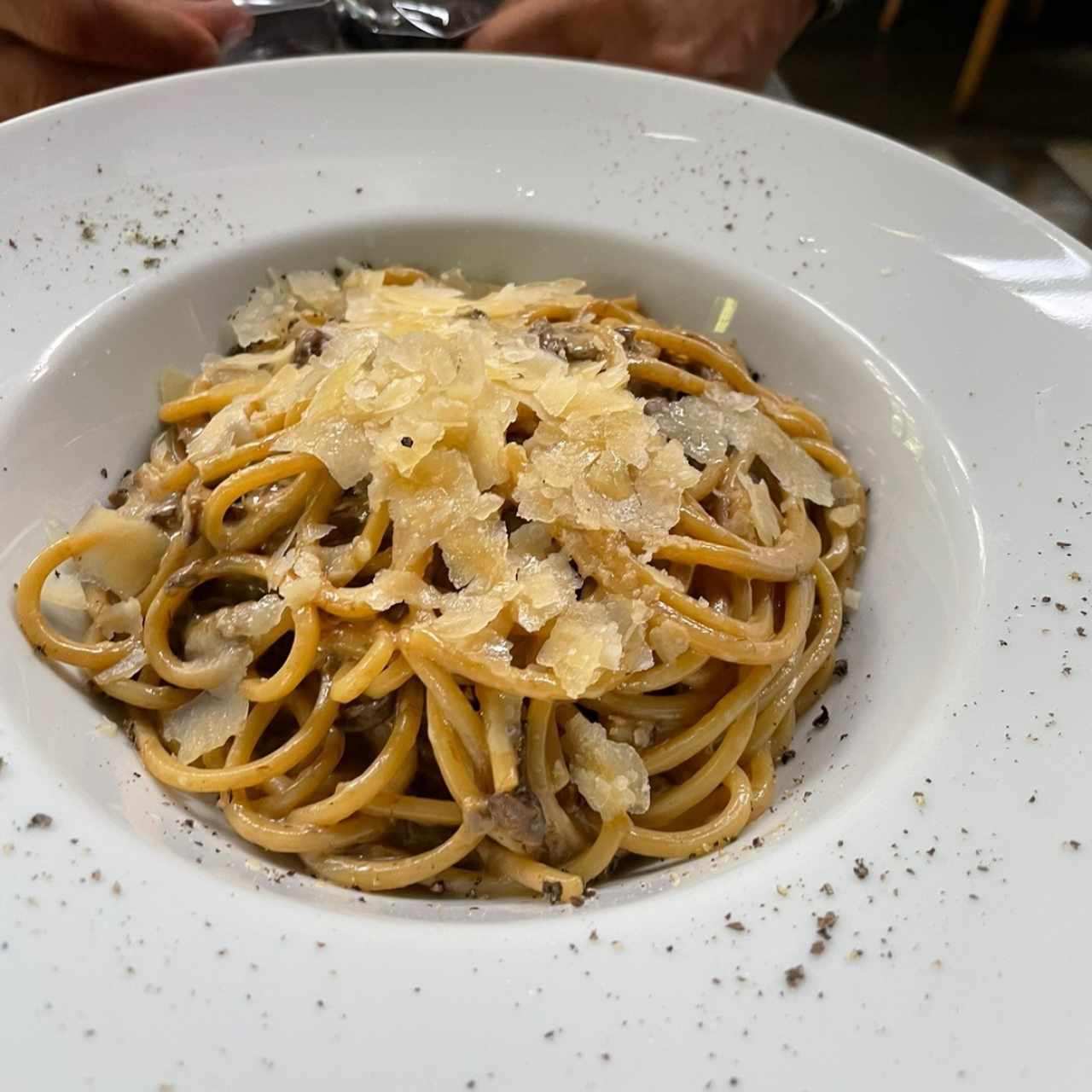 pasta en salsa de champiñones