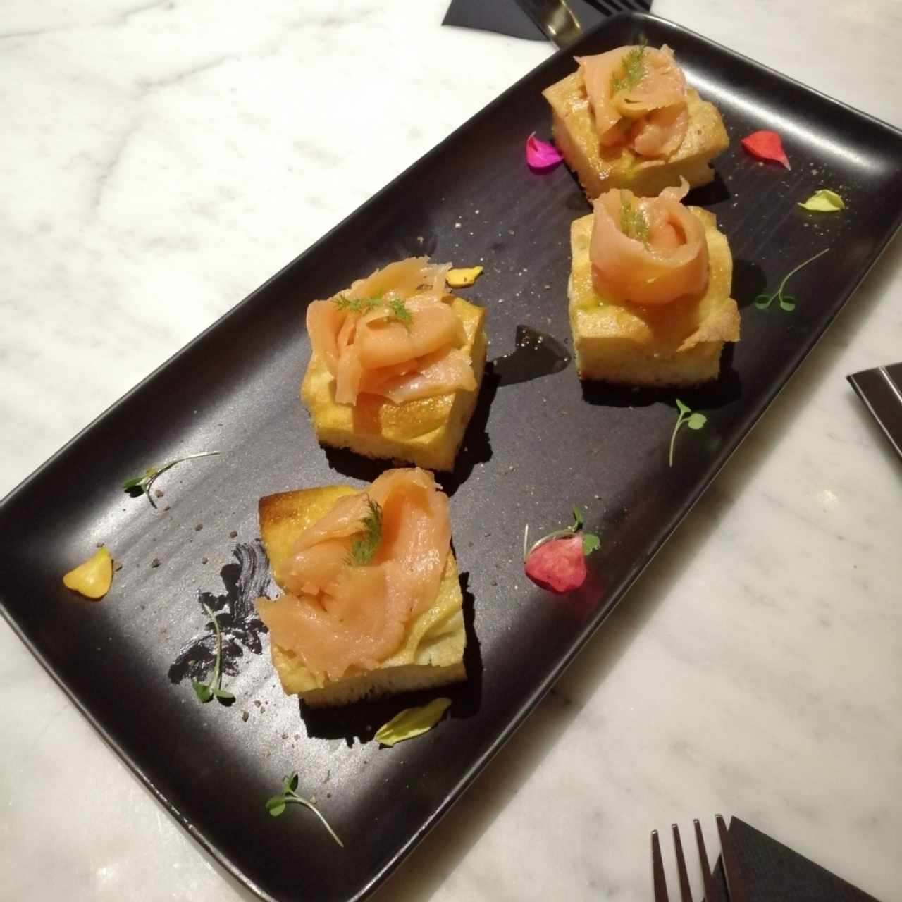 Focaccia con salmón 