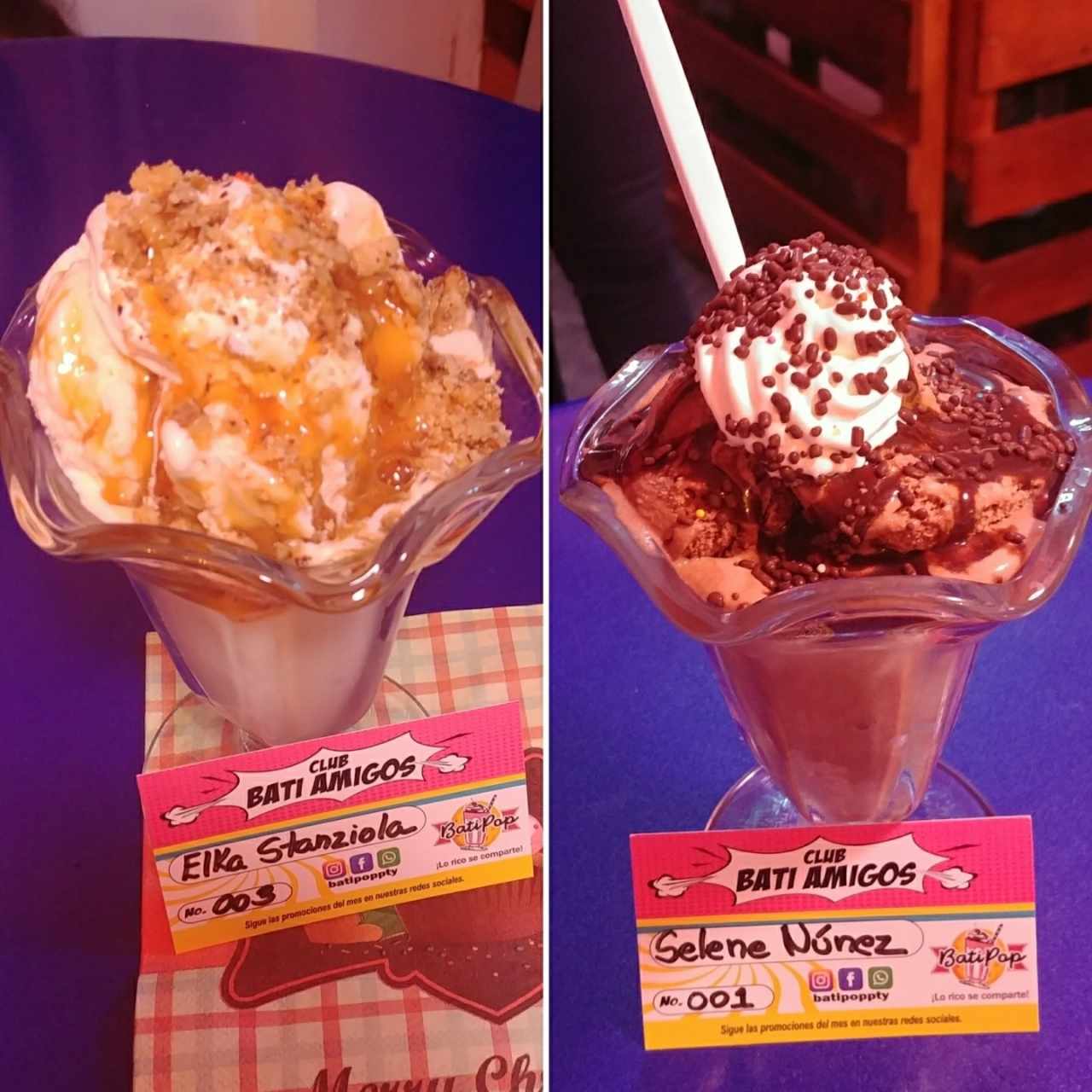 Sundae De Caramelo y Sundae de Chocolate