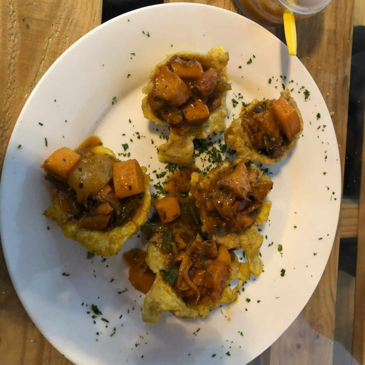 patacones rellenos de mariscos