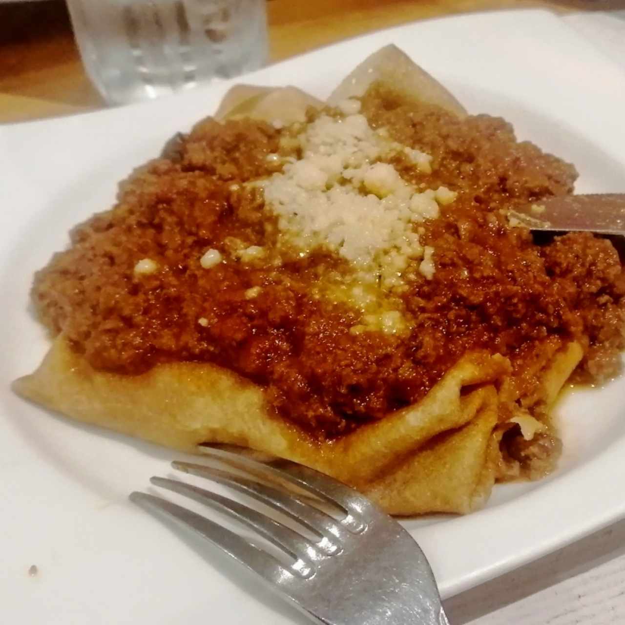 Creppes de Boloñesa y queso 