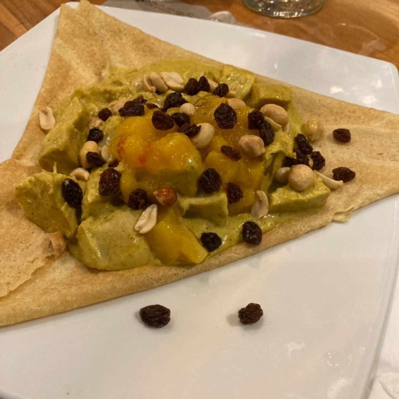 Crepe de pollo al estilo hindú