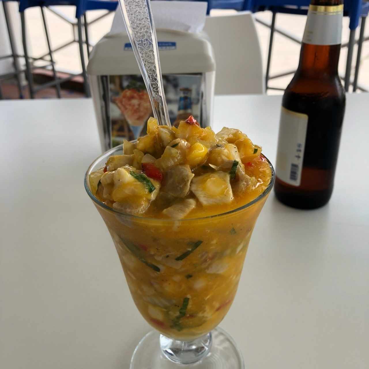 Ceviche de corvina con mango y maracuyá....brutal!!