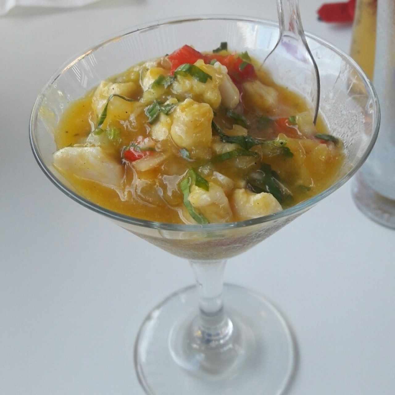 Ceviche de corvina en jugo de maracuyá