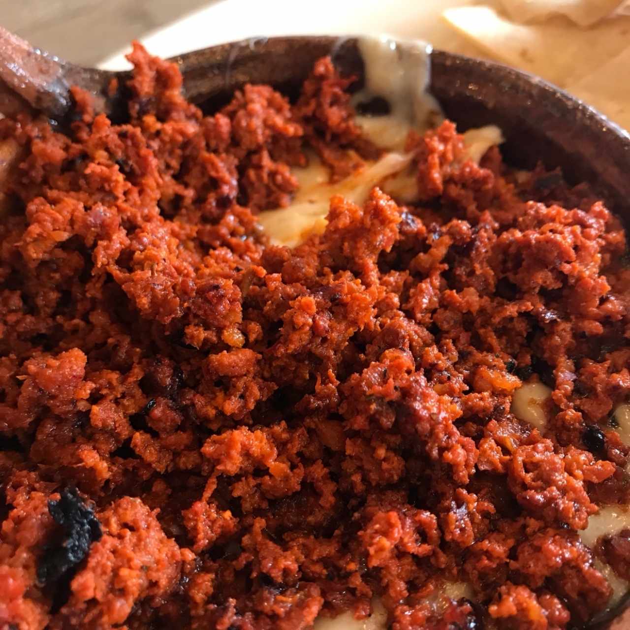 Queso fundido con Chorizo