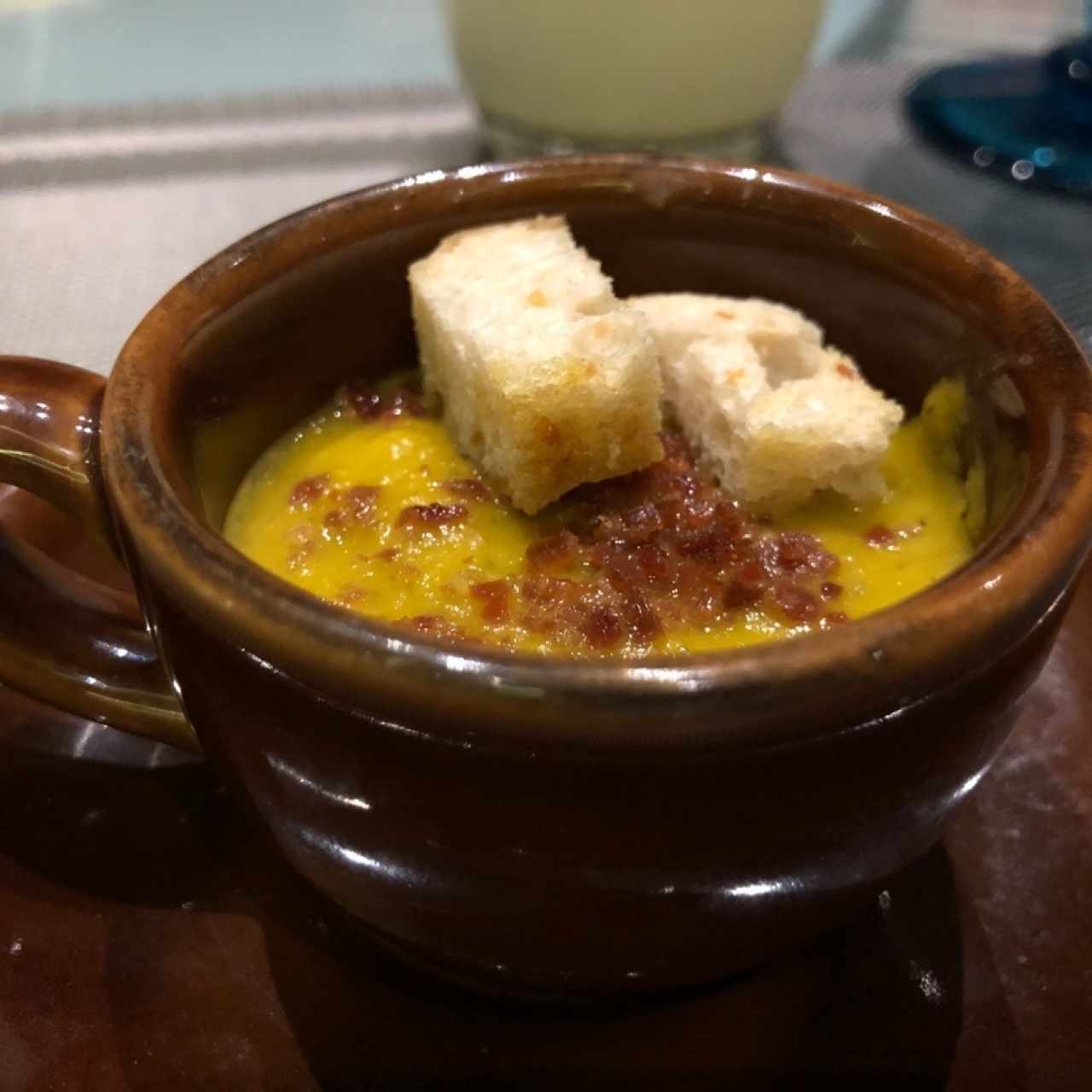 Sopa de zapallo con tocino