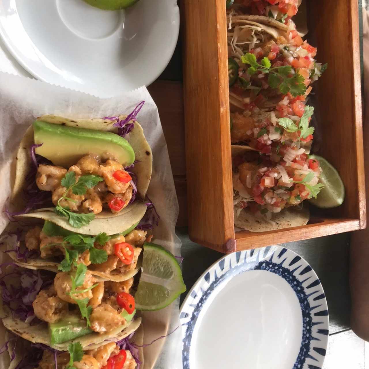 Fish and shrimp tacos