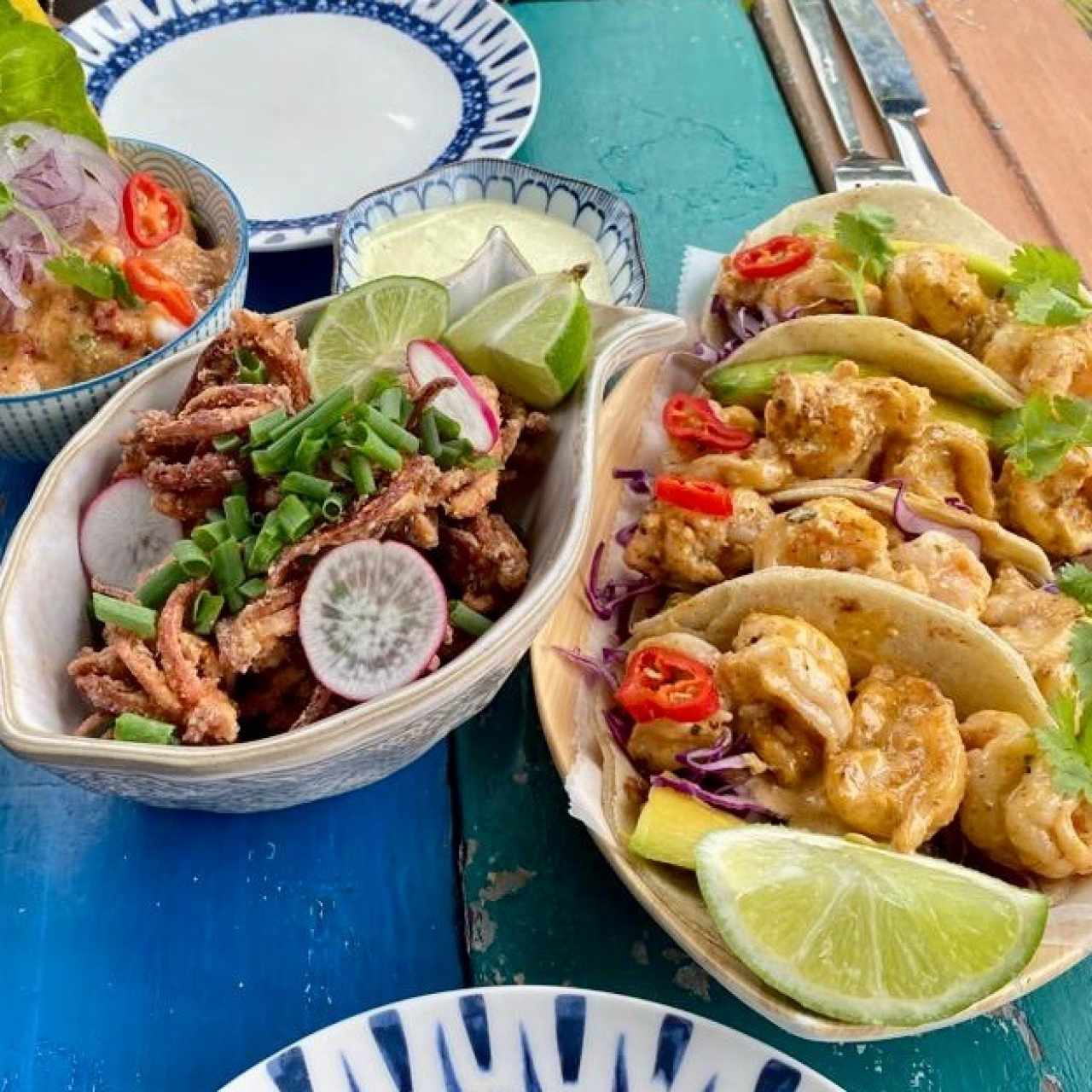 Tacos, arañitas, ceviche 