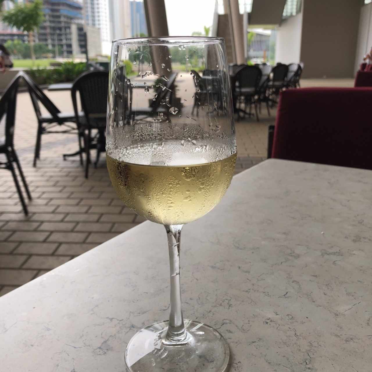 Copa de vino blanco de la casa