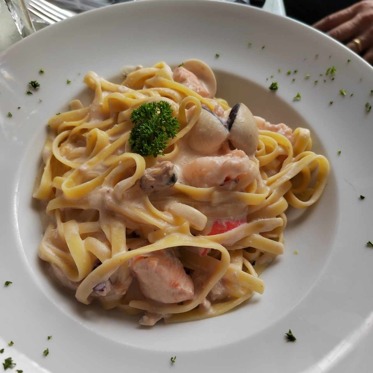 Pasta con marisco