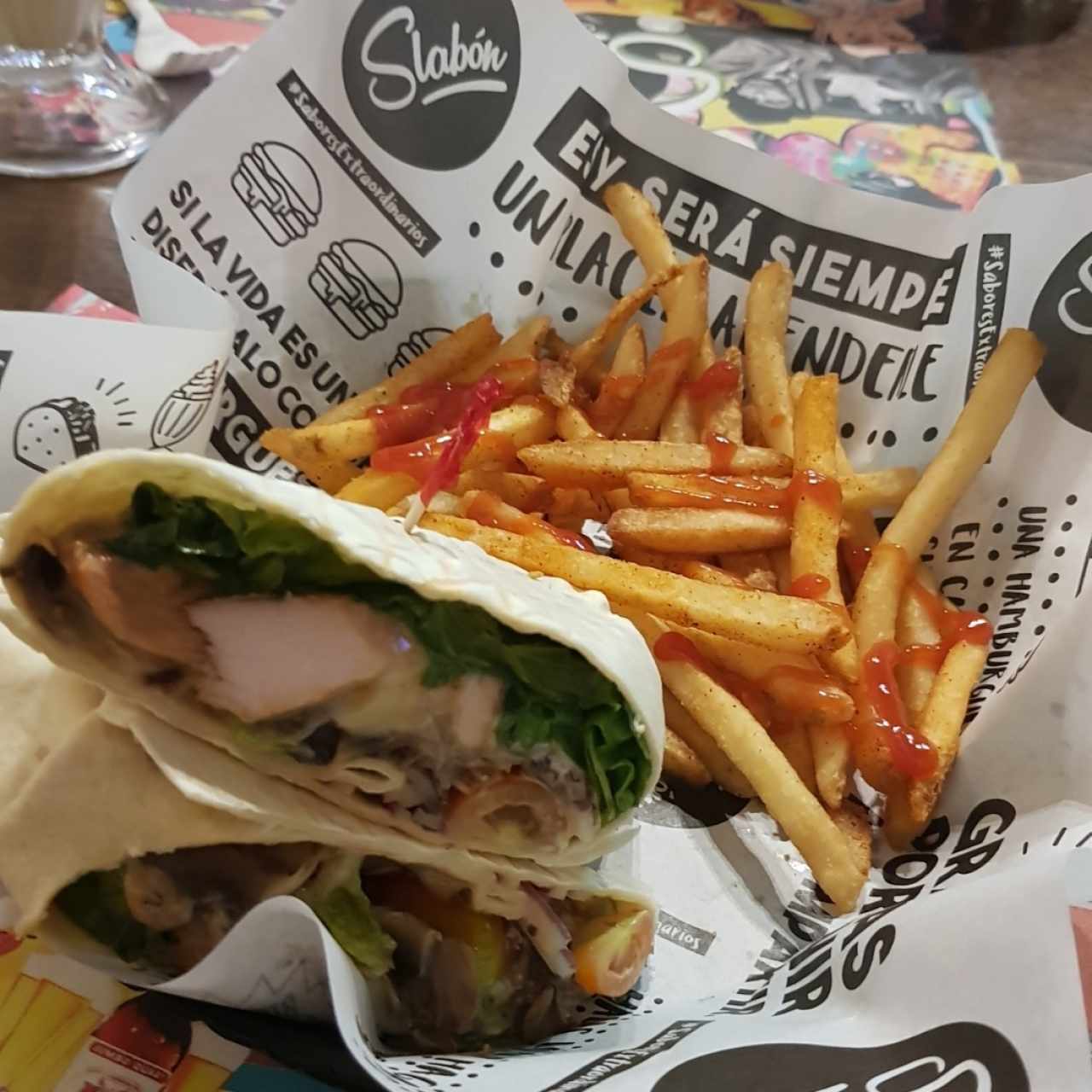 Wrap de pollo con hongos