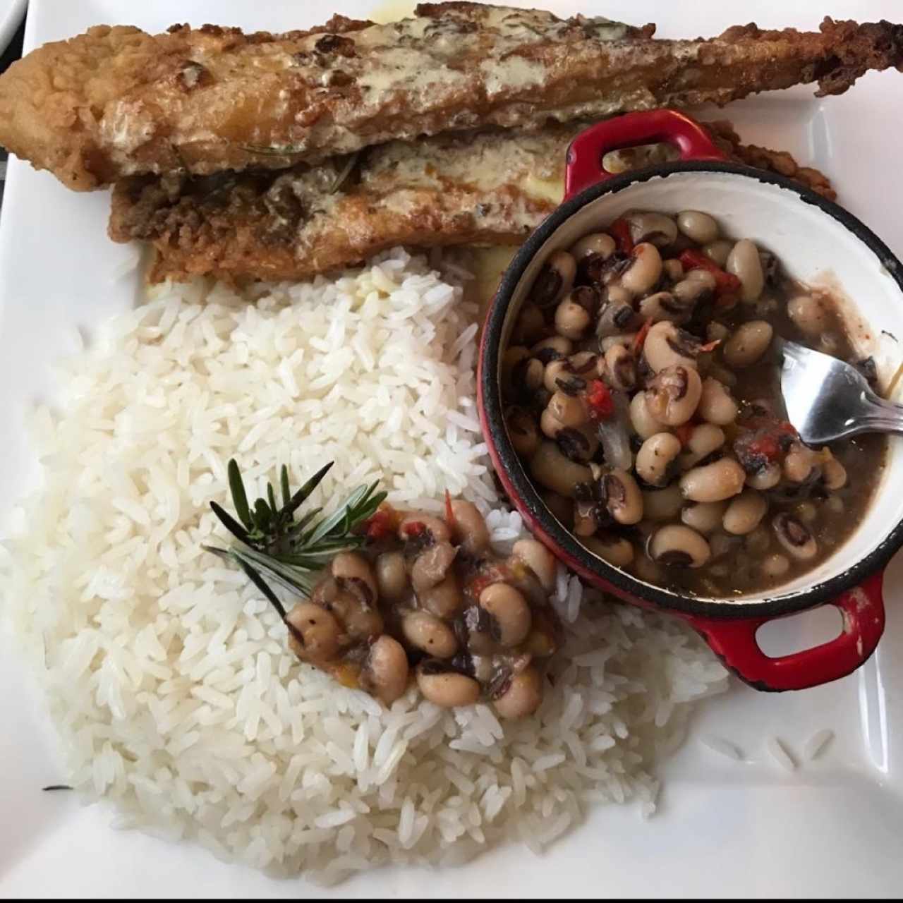 Menú del dia: pescado apanado con salsa se mostaza. 