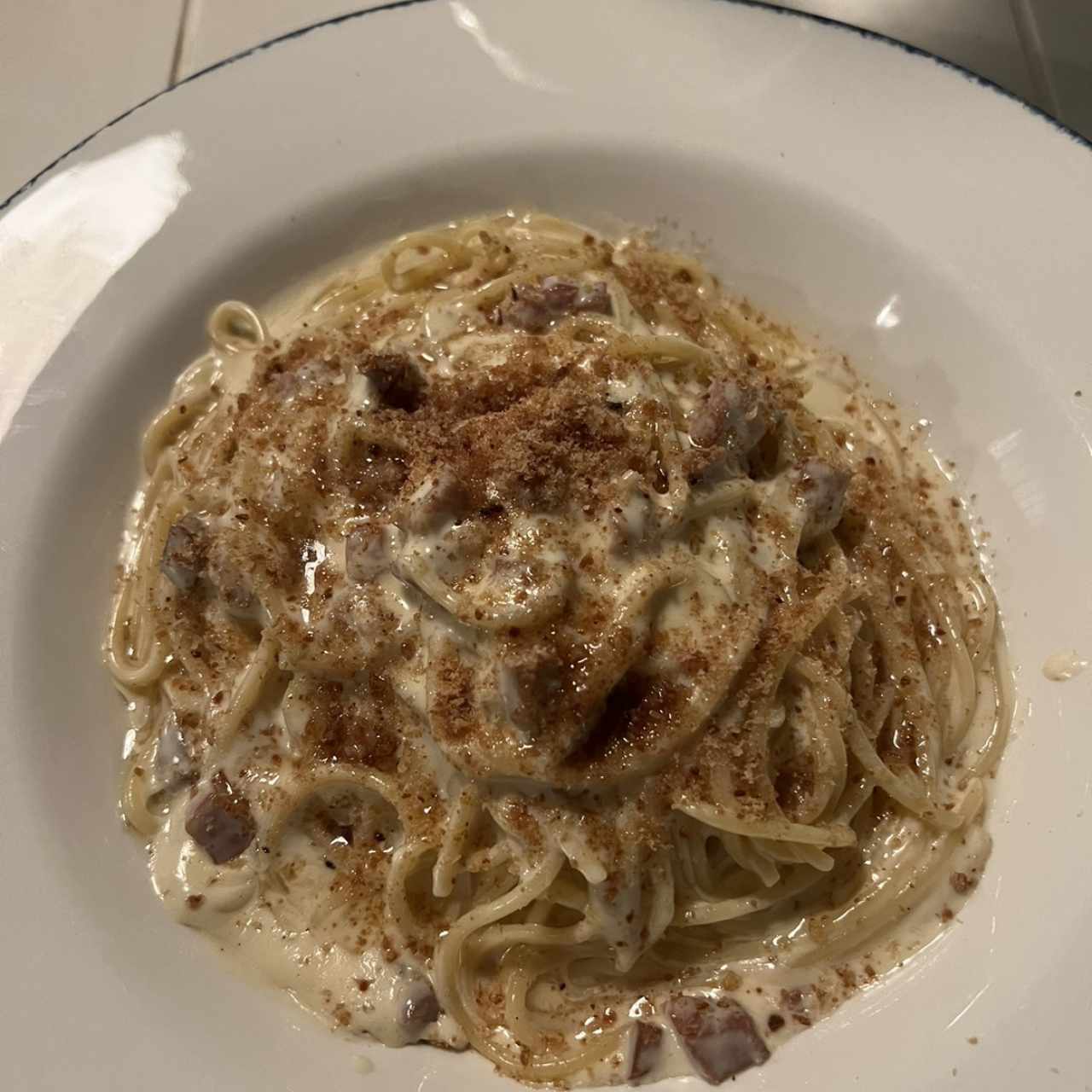 Spaghetti Alfredo e Prosciutto