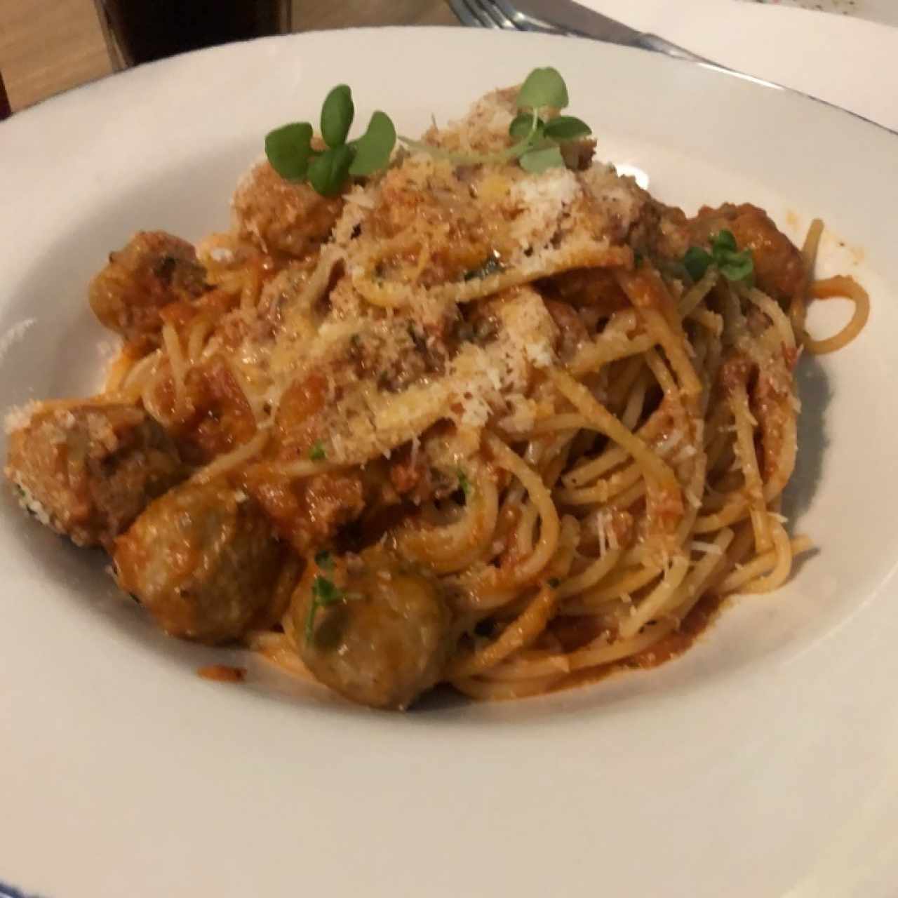 pasta con albondigas